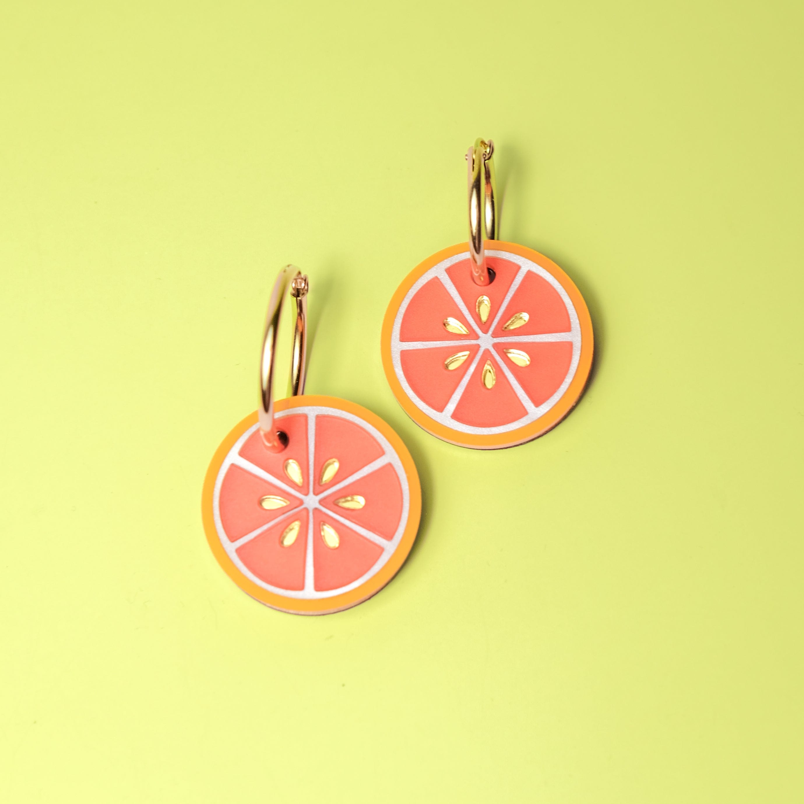 Blood Orange dangly earrings with gold-filled hoops