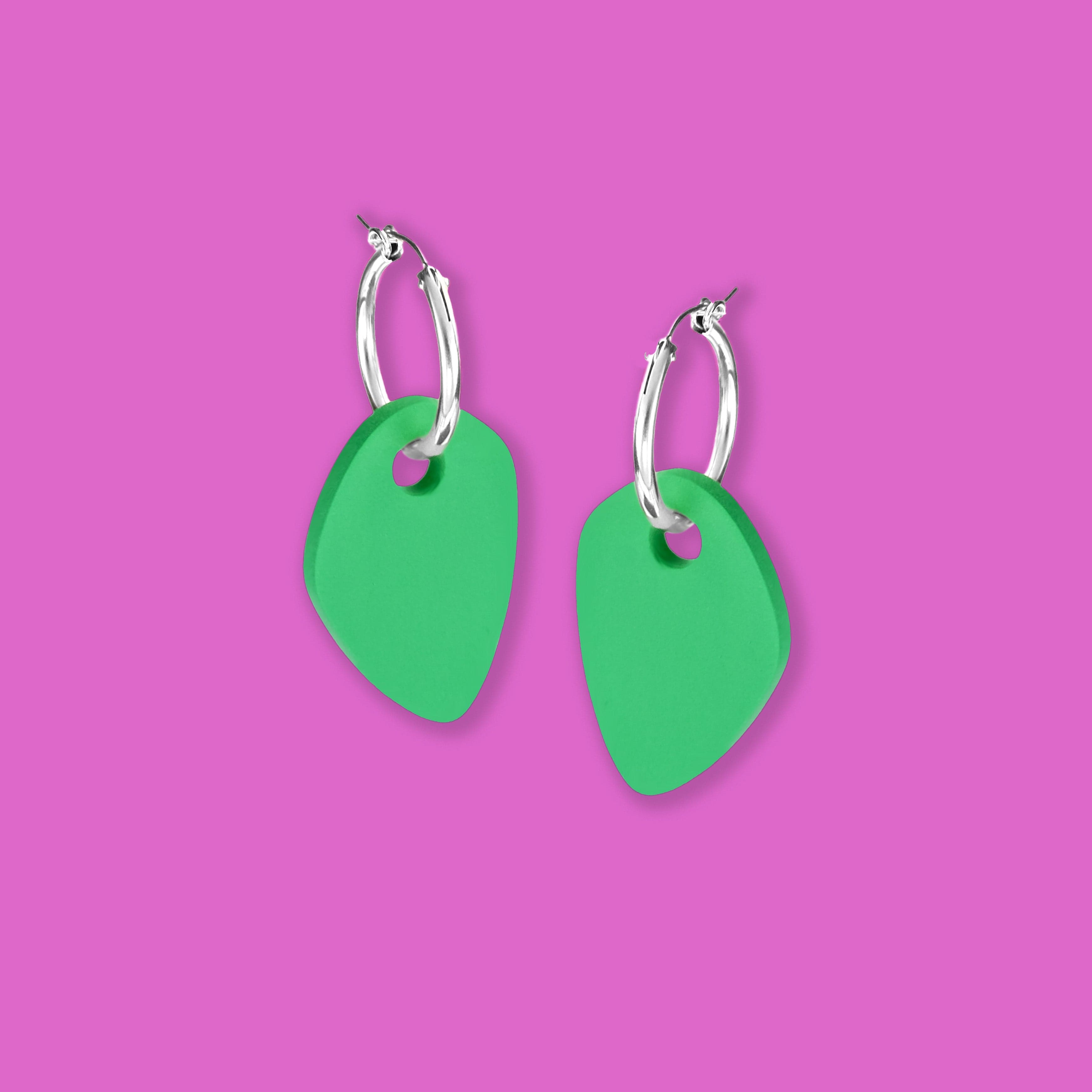 Organic shapes, artistic inspired, lightweight, dangly Calder inspired hoop earrings Calder #color_green