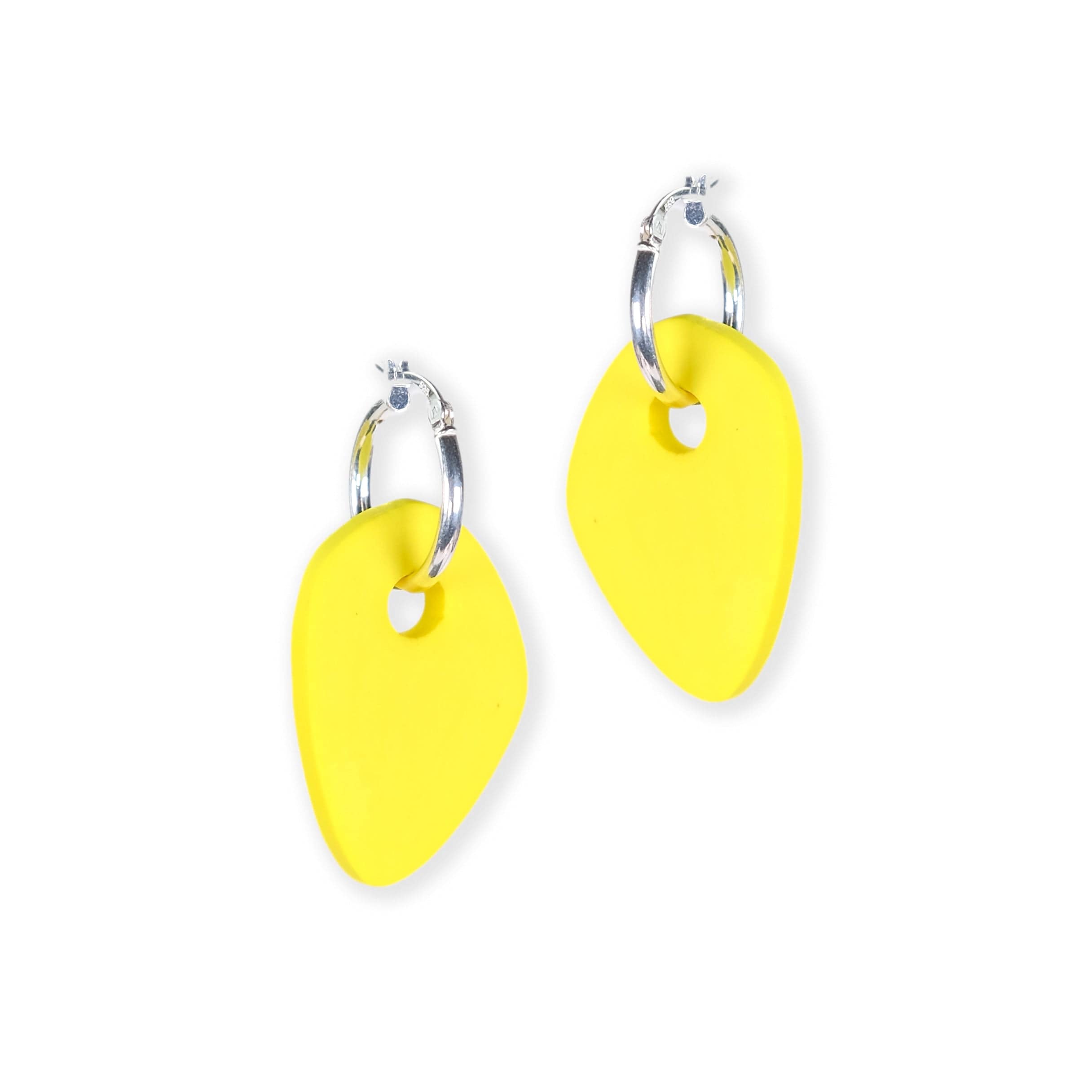 Organic shapes, hoop charm dangly earrings Calder inspired in yellow #color_yellow