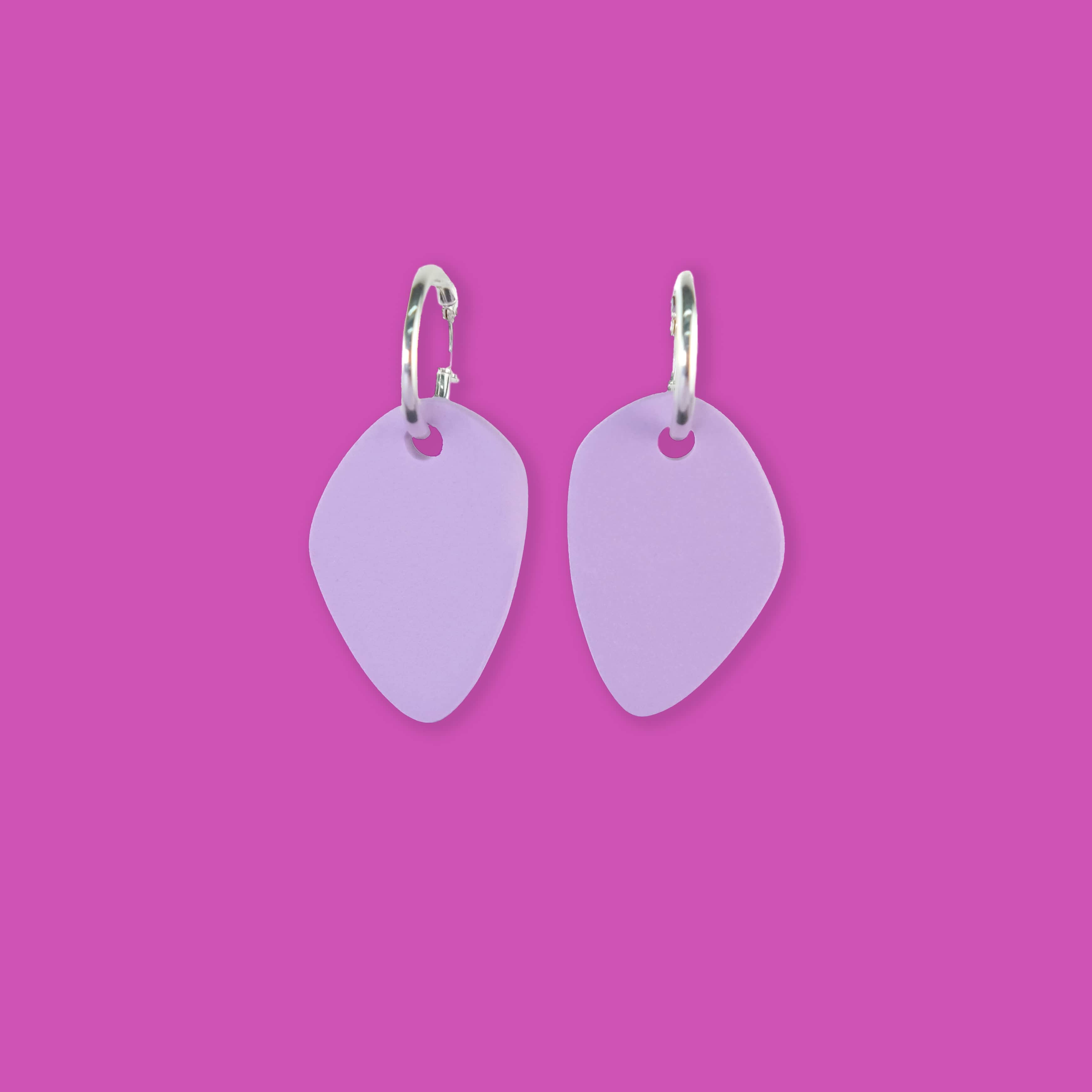 Organic shapes, hoop charm dangly earrings Calder inspired in lavender #color_lavender