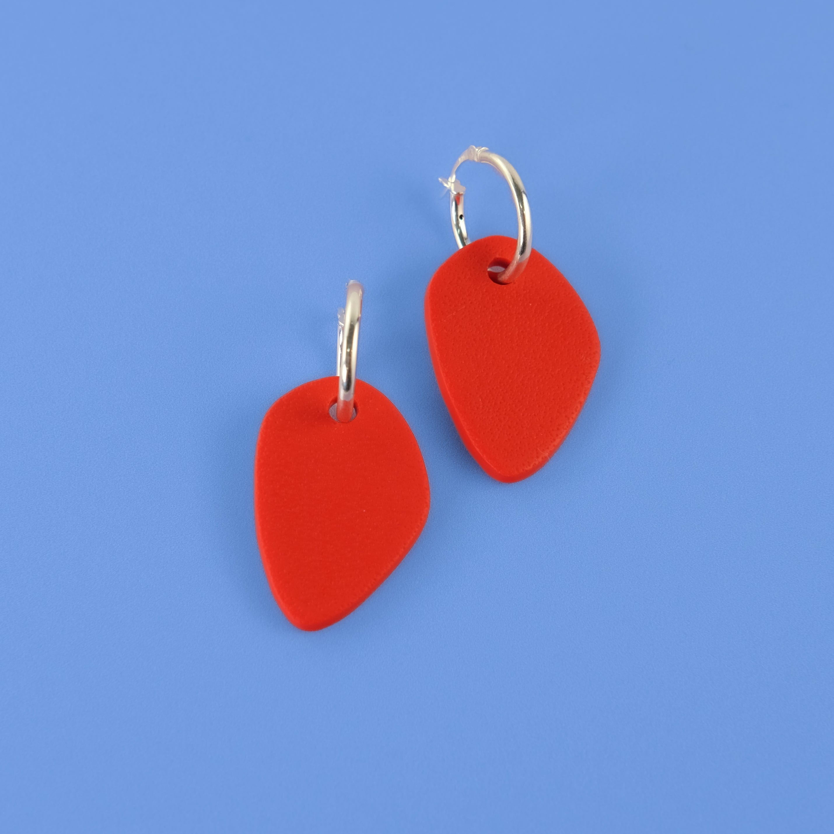 Organic shapes, artistic inspired, lightweight, dangly Calder inspired hoop earrings Calder #color_red
