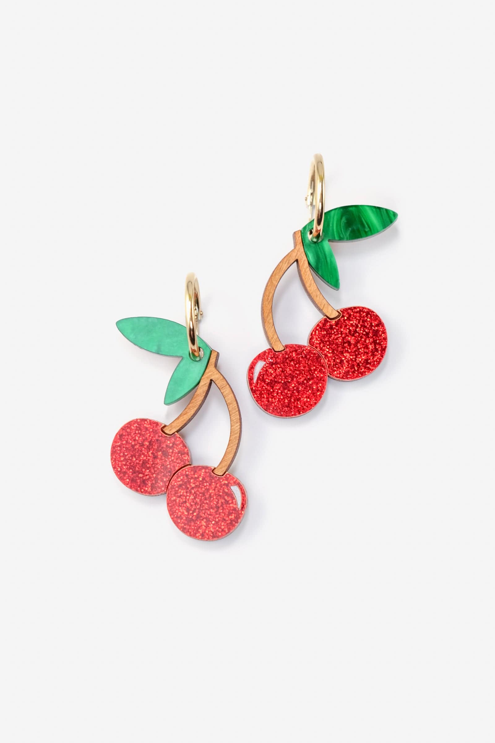 Cherry dangly hoop earrings