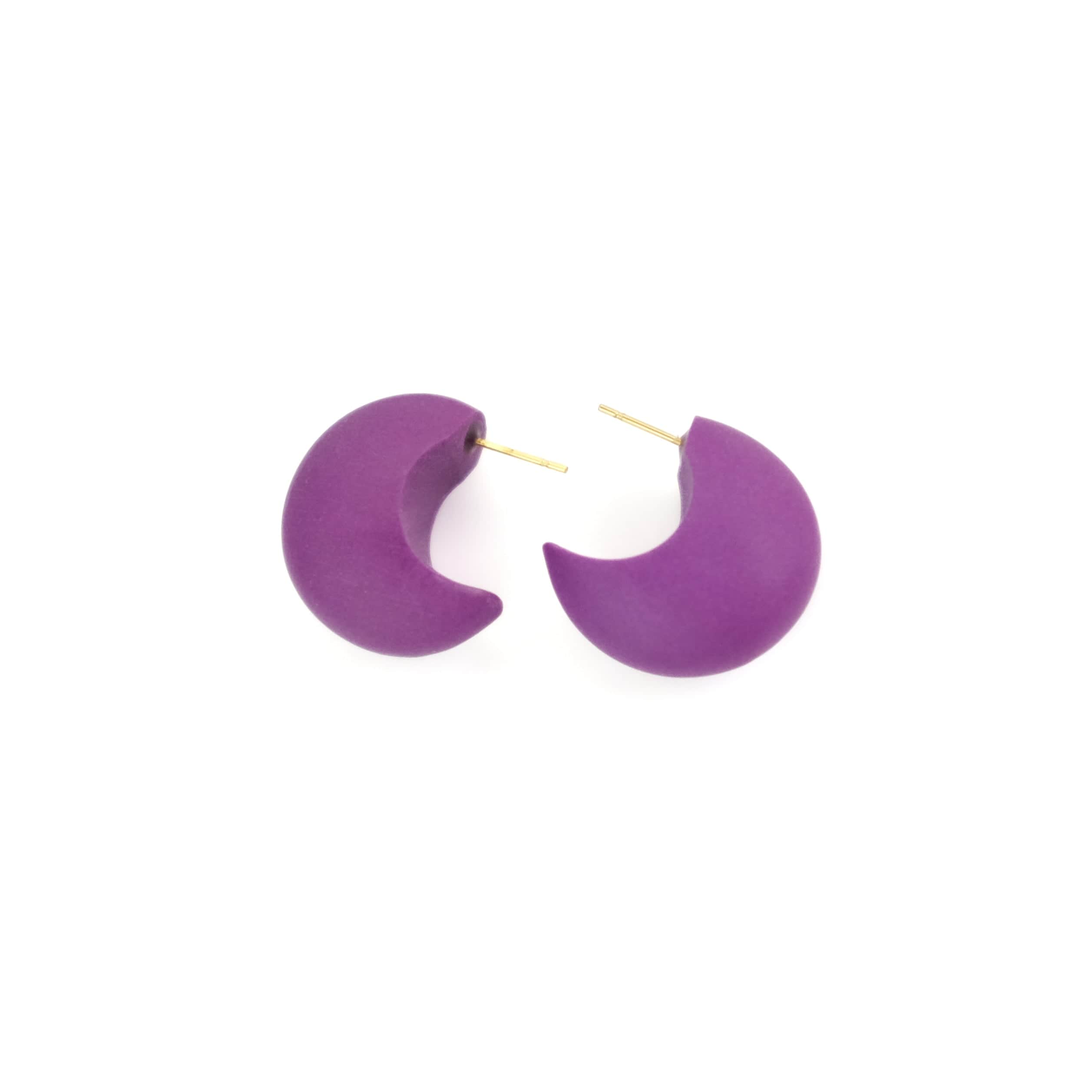 Chunky chubby huggie hoops earrings, statement studs in Deep Purple #color_deep-purple