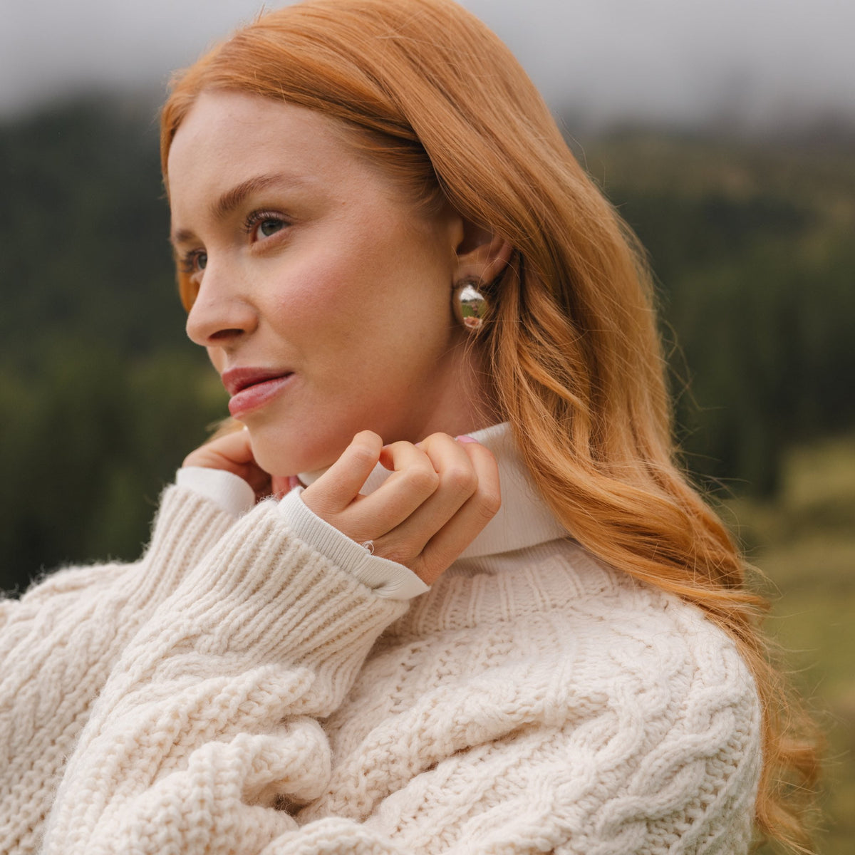 Sterling silver chunky huggie stud earrings, handmade in nyc