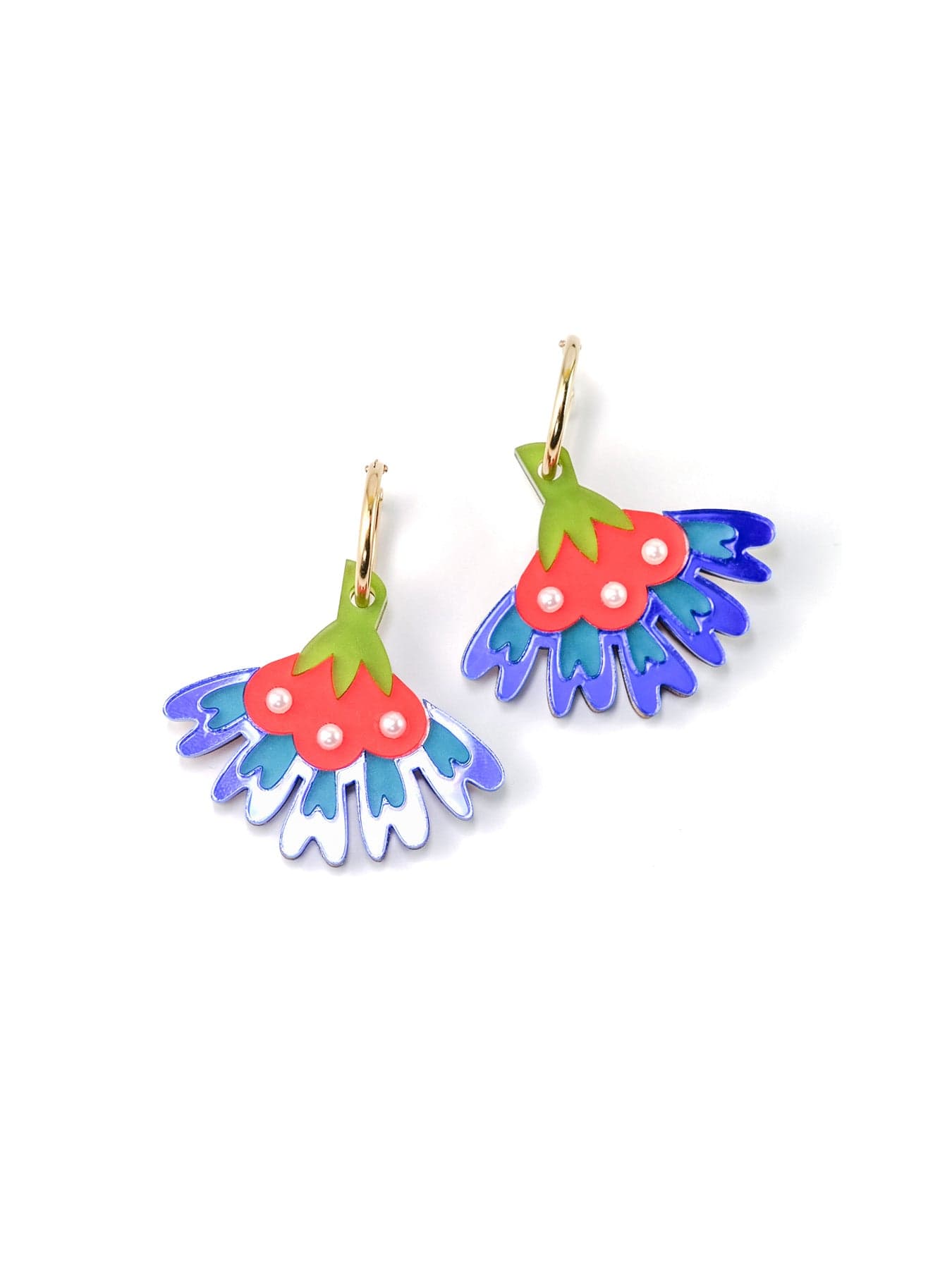 Cosmos Flower dangly hoop earrings
