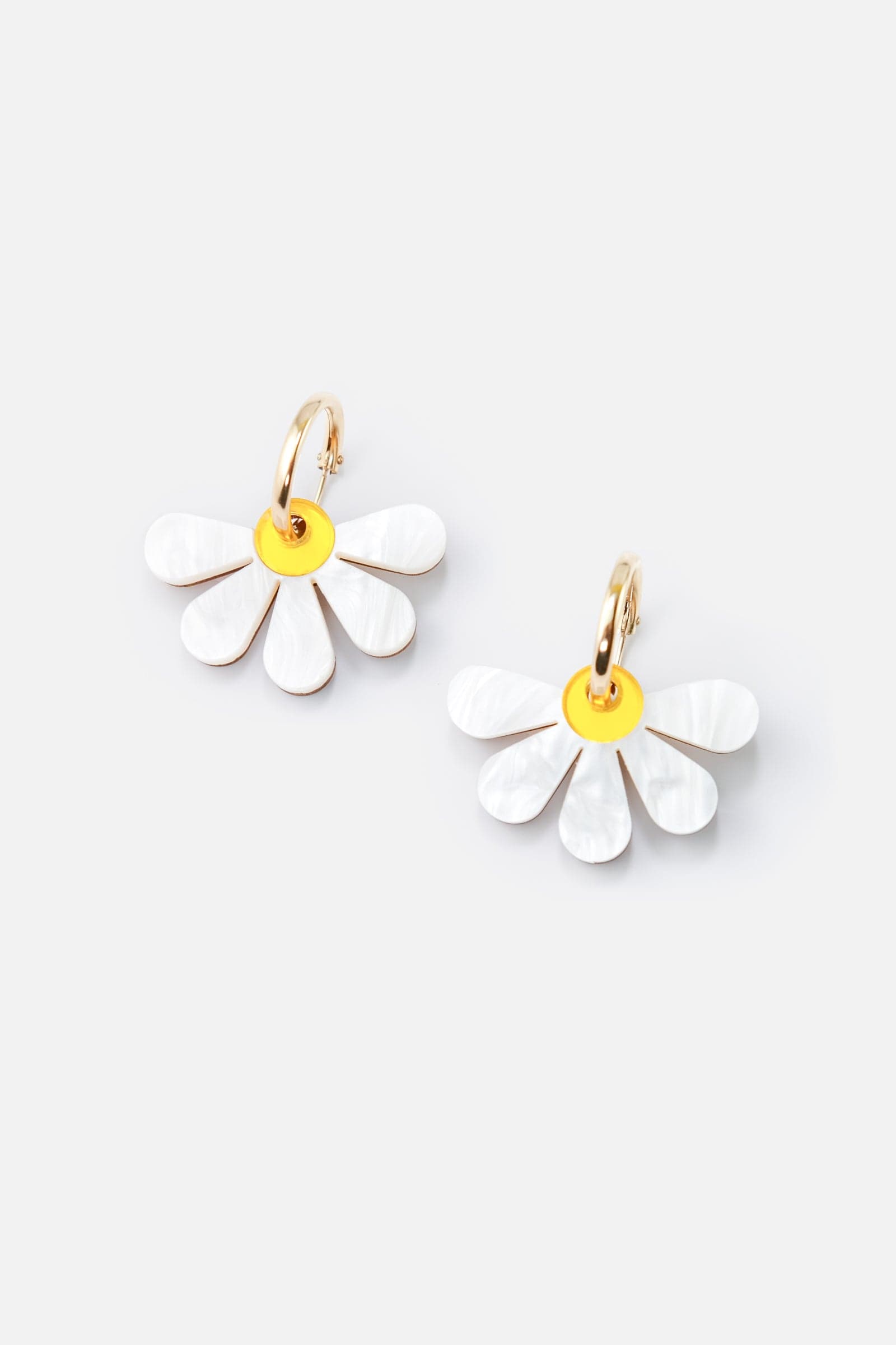 Daisy dangly hoop earrings