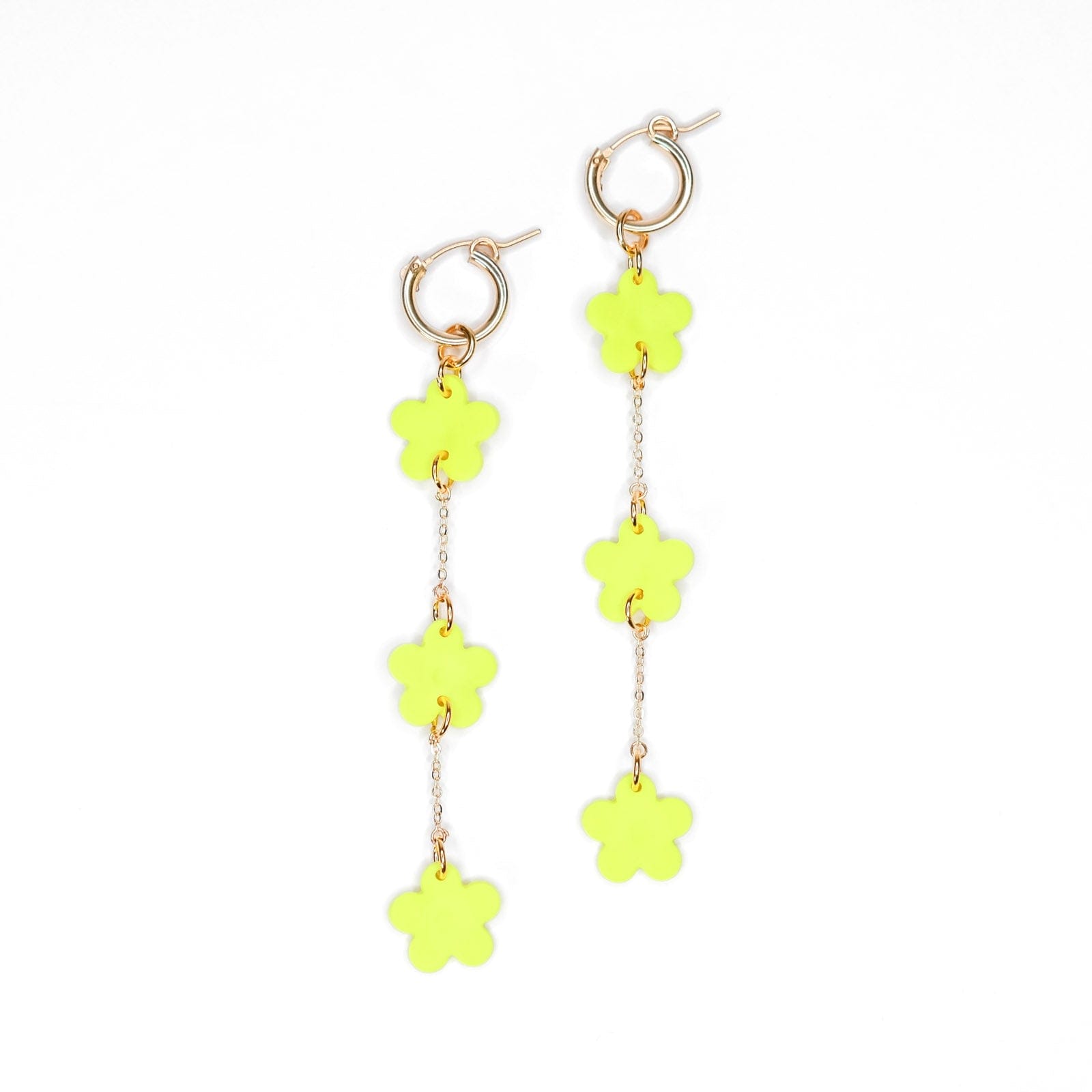 Daisy trio hoop earrings #color_neon-yellow