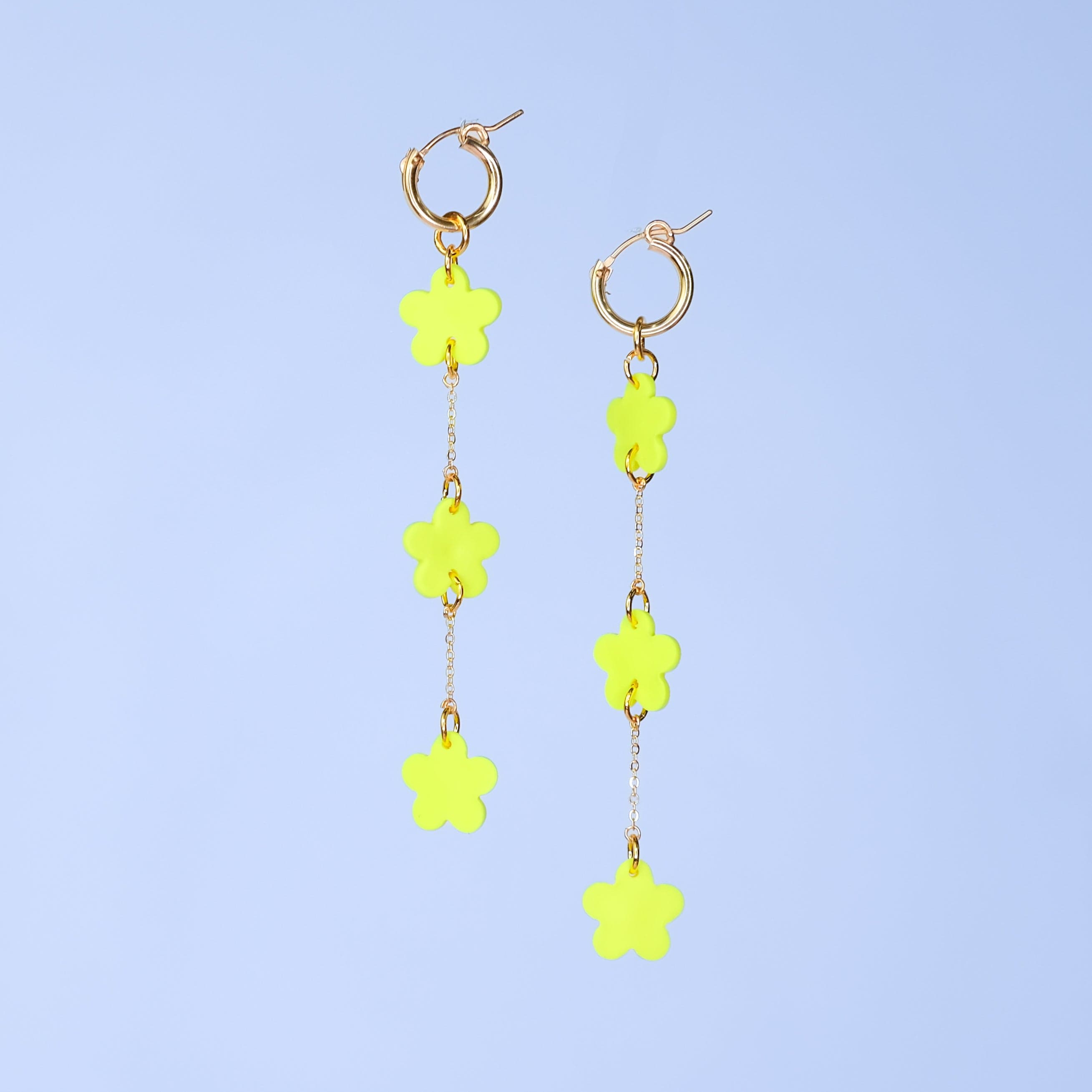 Daisy trio hoop earrings #color_neon-yellow