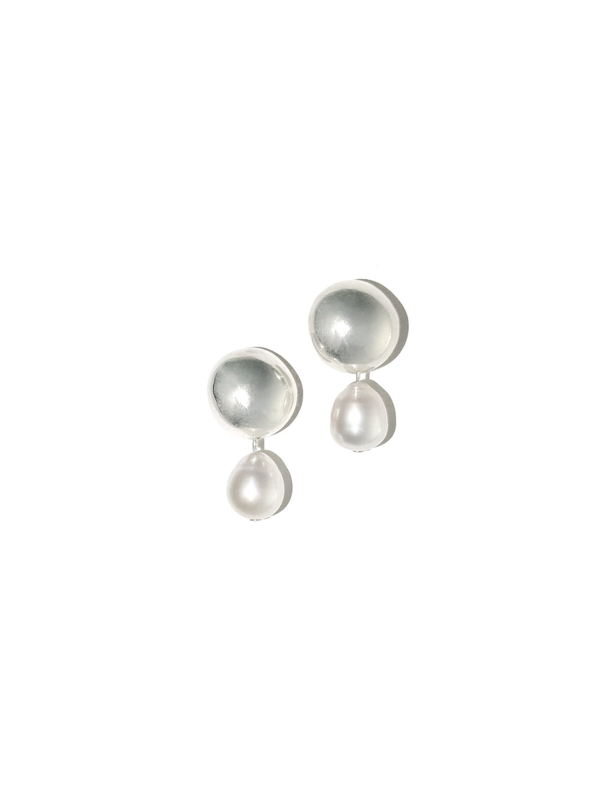pearl drop and sterling silver dangly earrings hand made in nyc