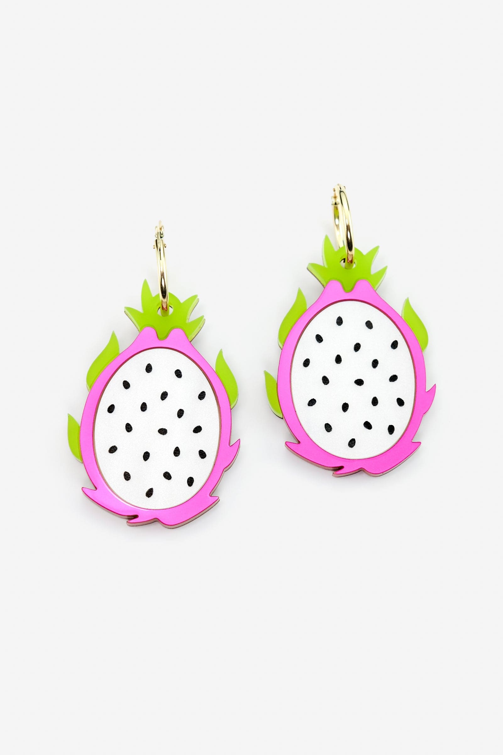 Dragonfruit dangly hoop earrings