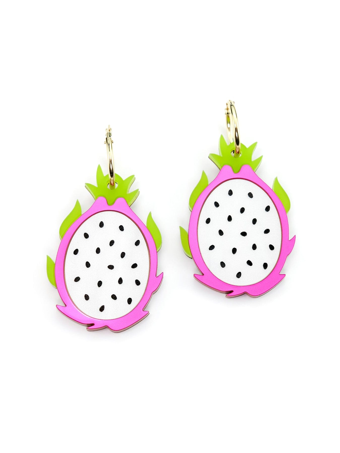 Dragonfruit dangly hoop earrings