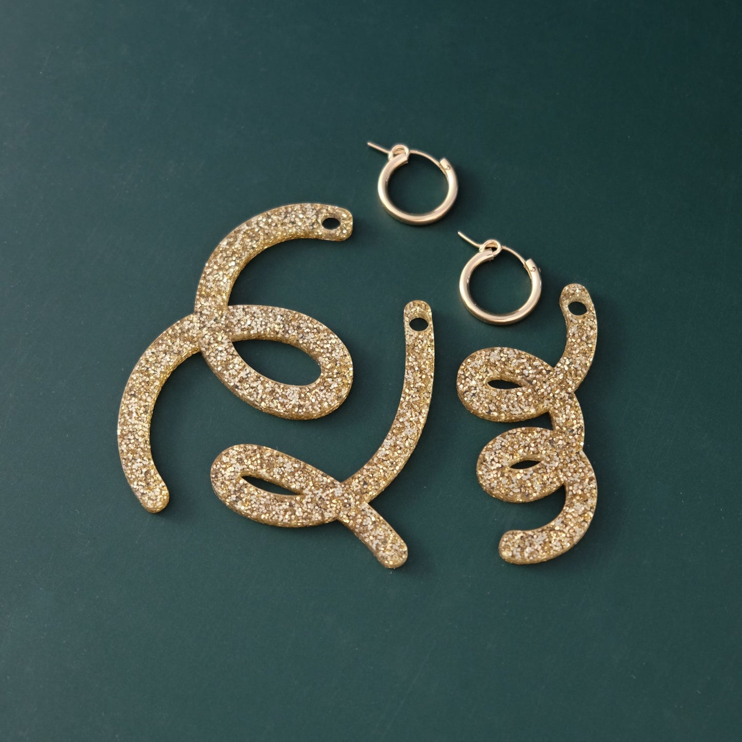 Festive Squiggle hoop charm earrings set