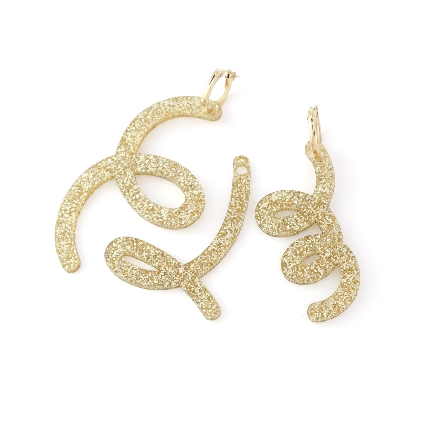 Festive Squiggle hoop charm earrings set