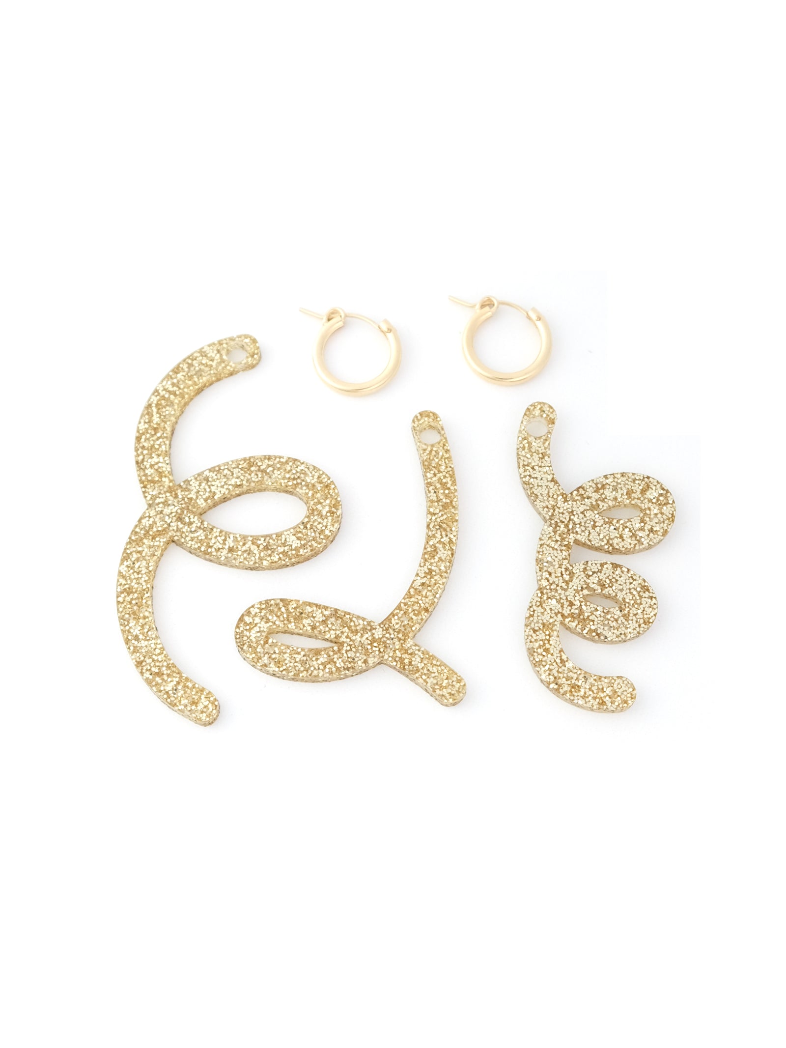 Festive Squiggle hoop charm earrings set