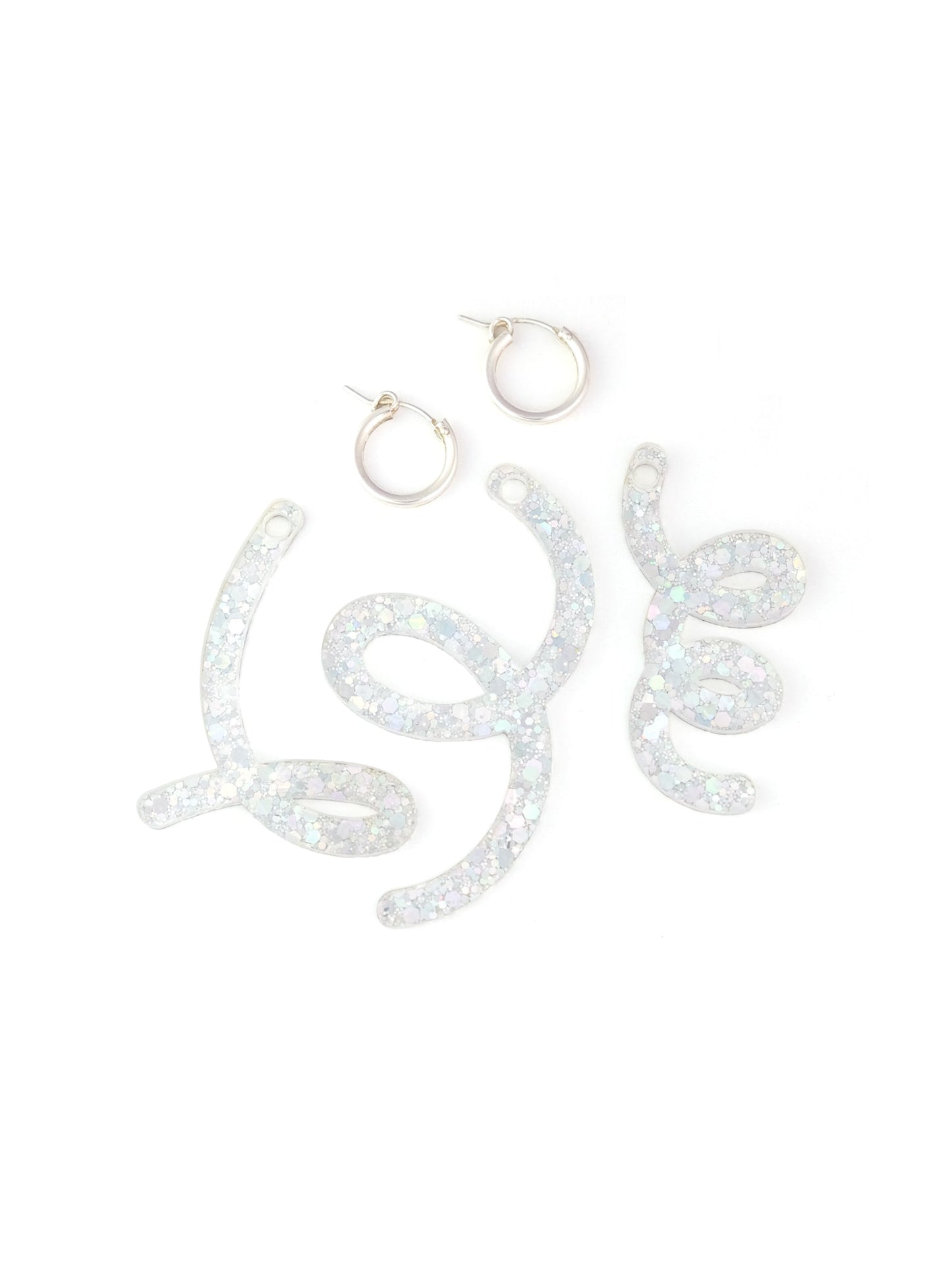 Festive Squiggle hoop charm earrings set