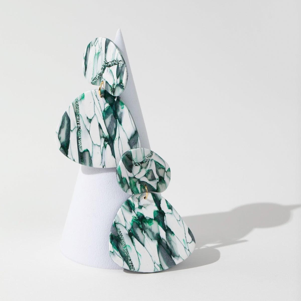 Gaia Statement Earrings in elegant faux italian marble #color_forest-marble
