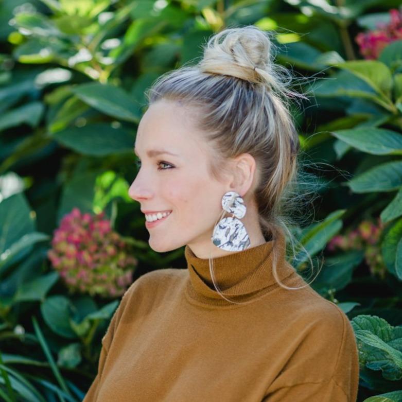 Gaia Statement Earrings in elegant faux italian marble #color_forest-marble