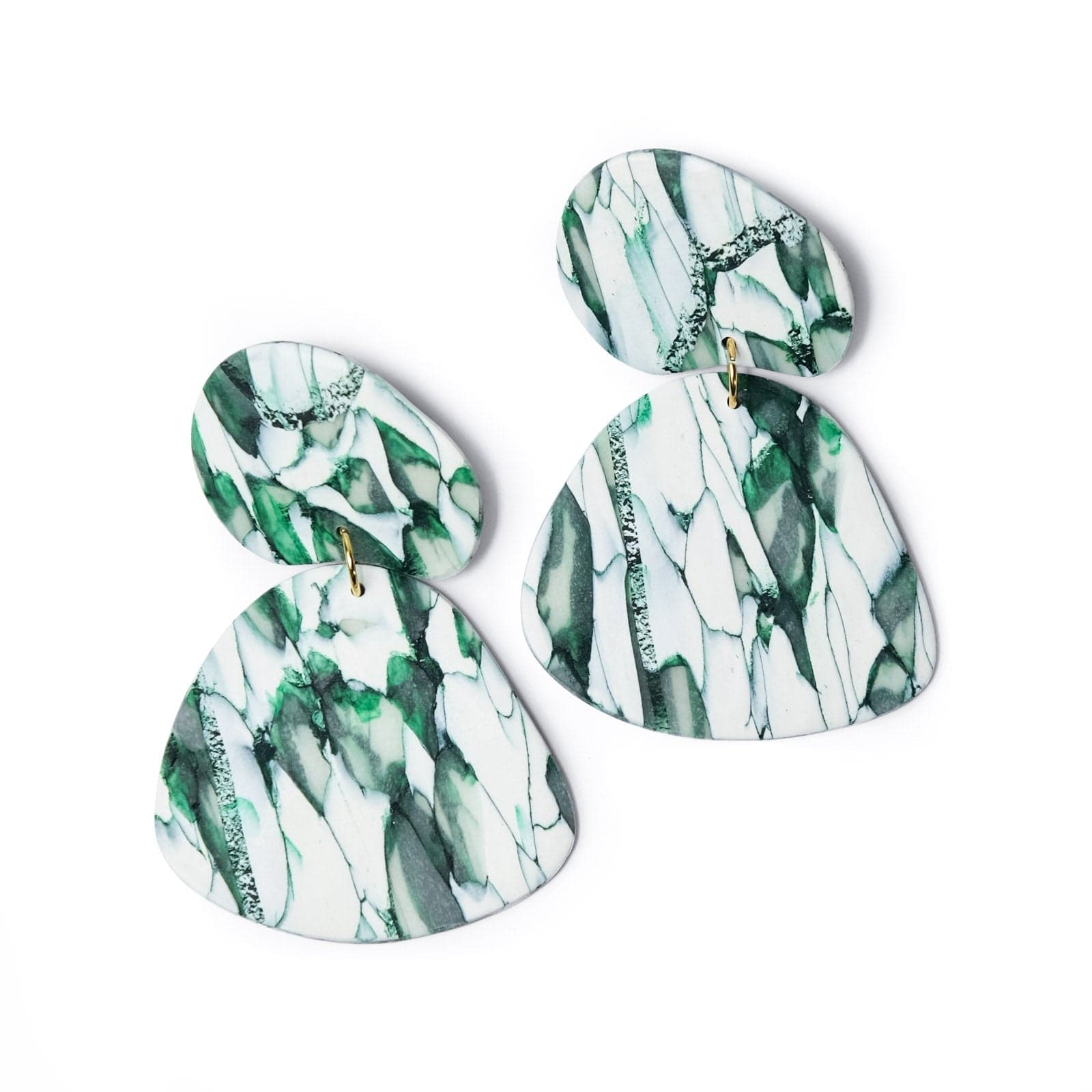 Gaia Statement Earrings in elegant faux italian marble #color_forest-marble