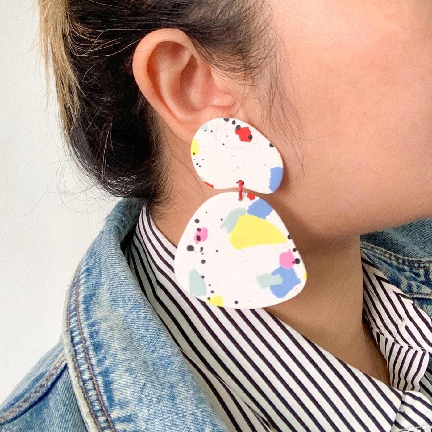 Gaia Statement Earrings in colorful paint splatter #color_paint-splatter