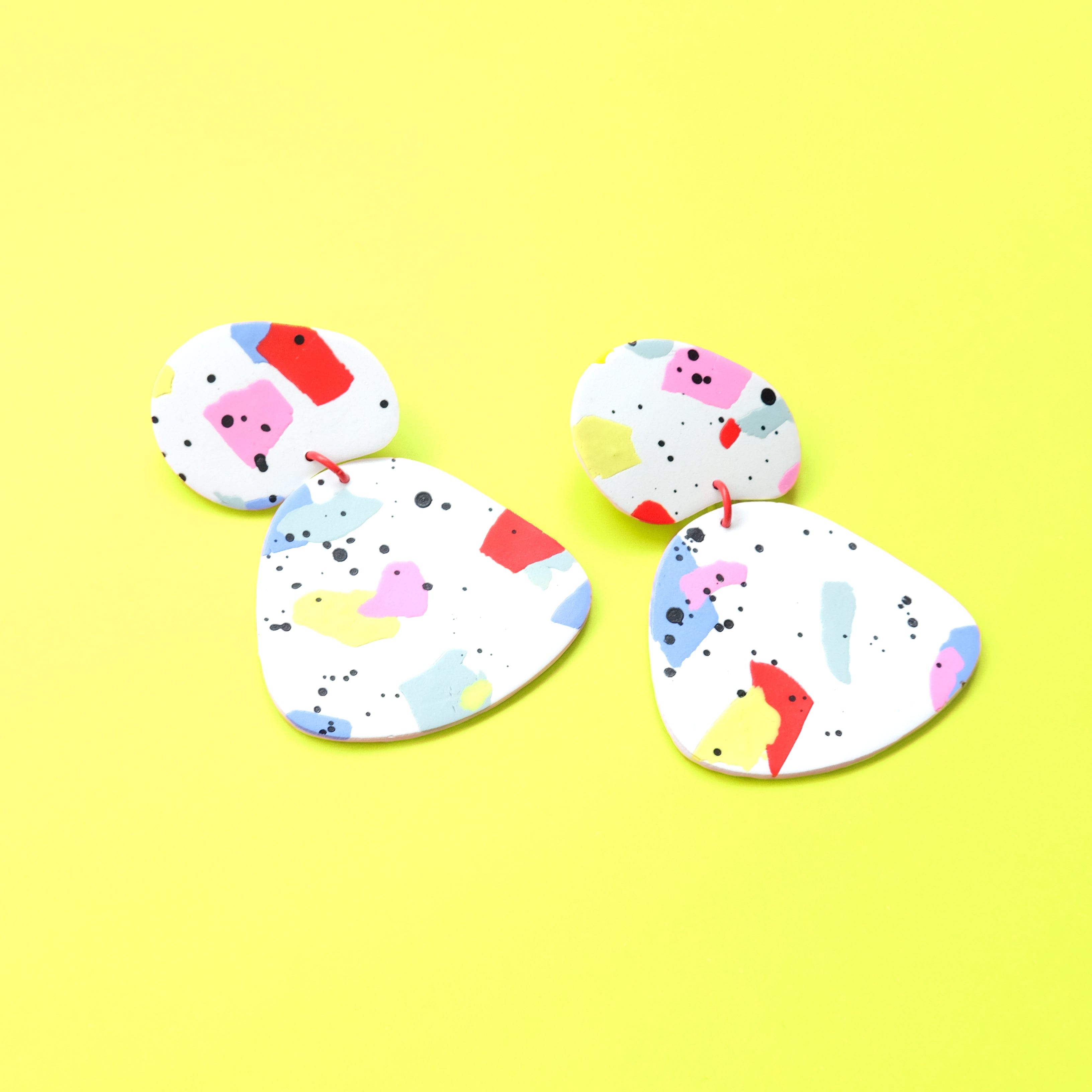Gaia Statement Earrings in colorful paint splatter #color_paint-splatter