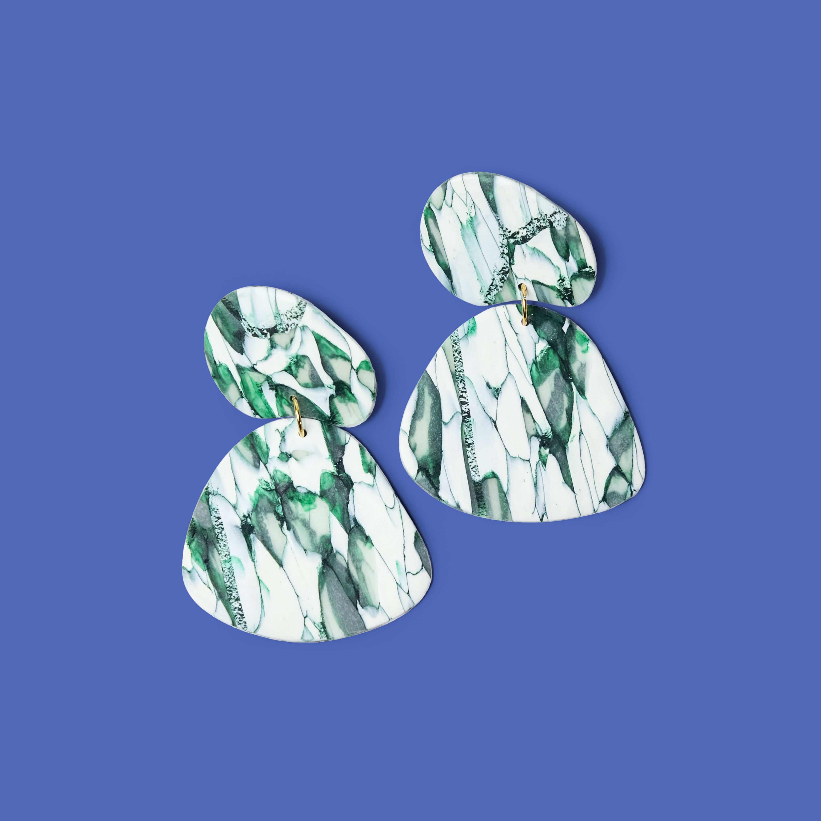 Gaia Statement Earrings in elegant faux italian marble #color_forest-marble