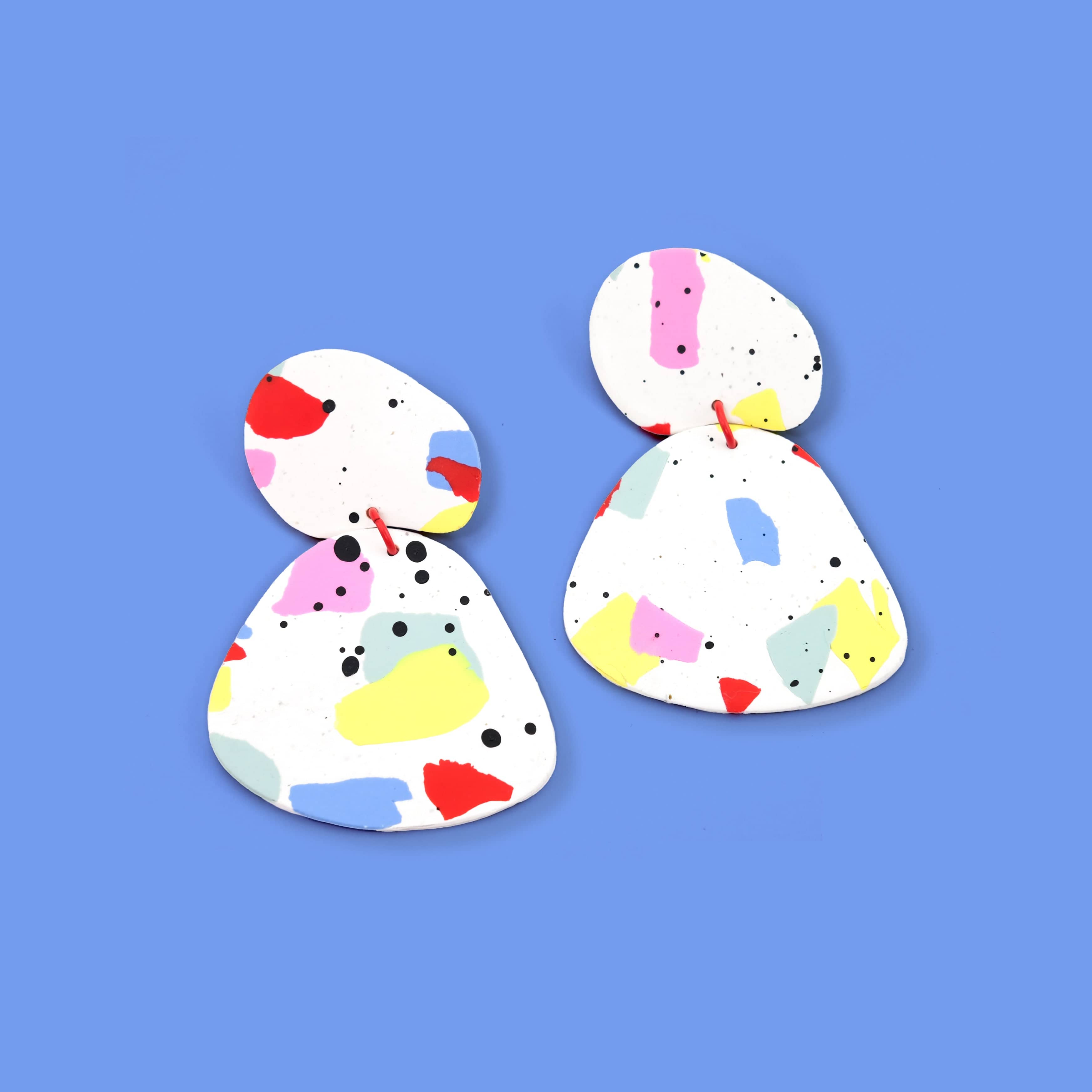 Gaia Statement Earrings in colorful paint splatter #color_paint-splatter