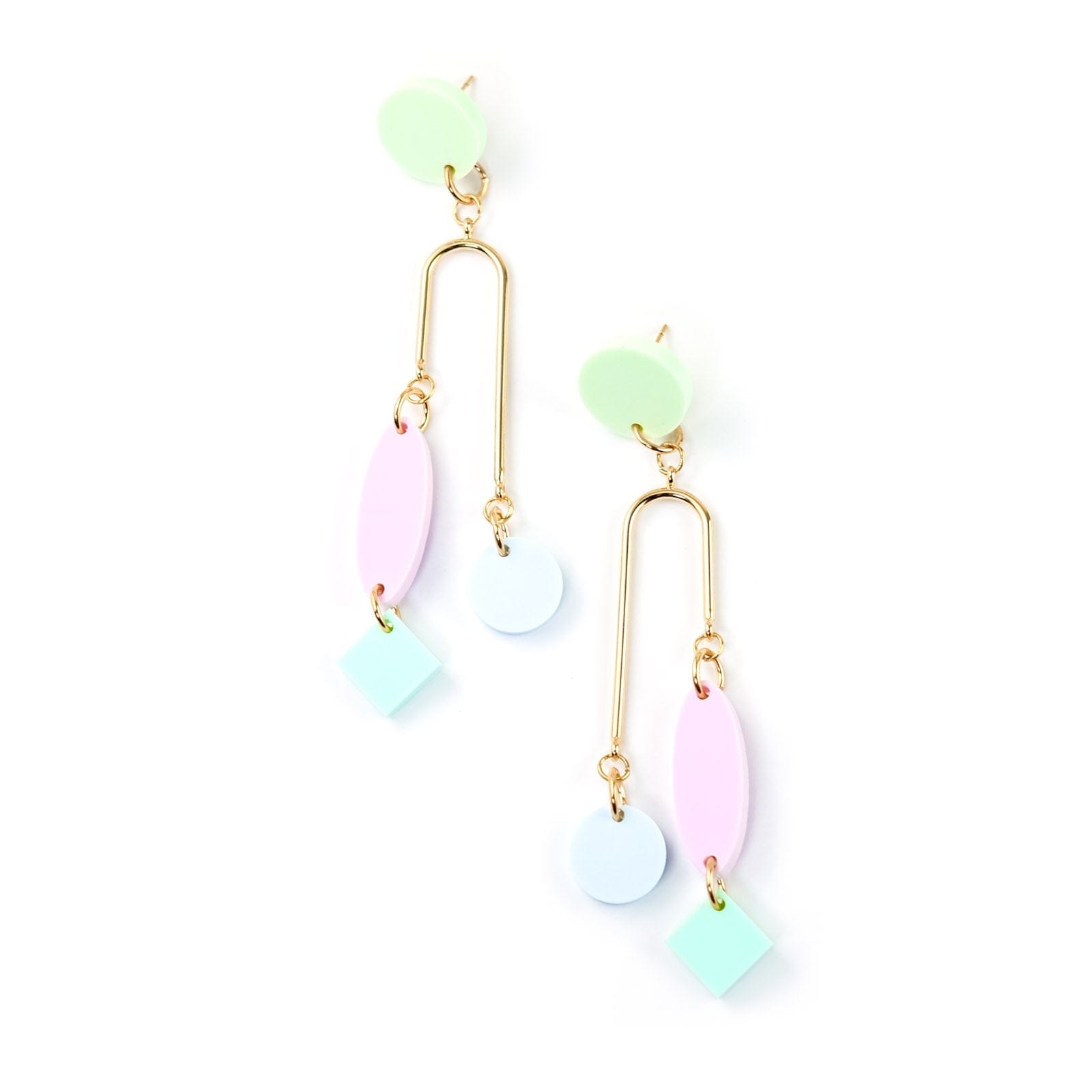 Funky Geometric Mobile Earrings in pastel colors #color_cool-pastel