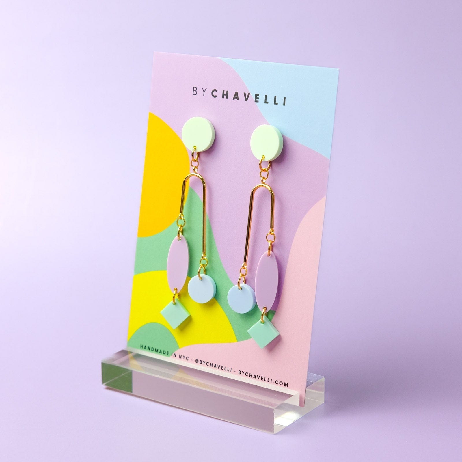 Funky Geometric Mobile Earrings in pastel colors #color_cool-pastel