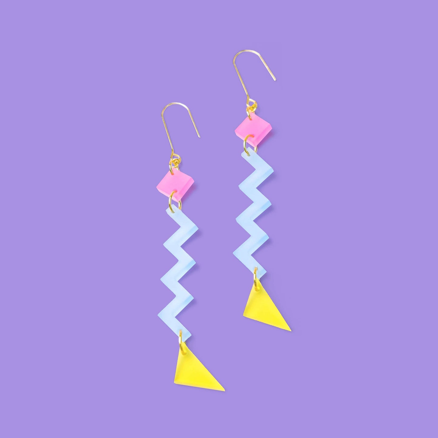 Fun and funky statement Geometric Zig Zag dangly Earrings with a retro vibe #color_80s