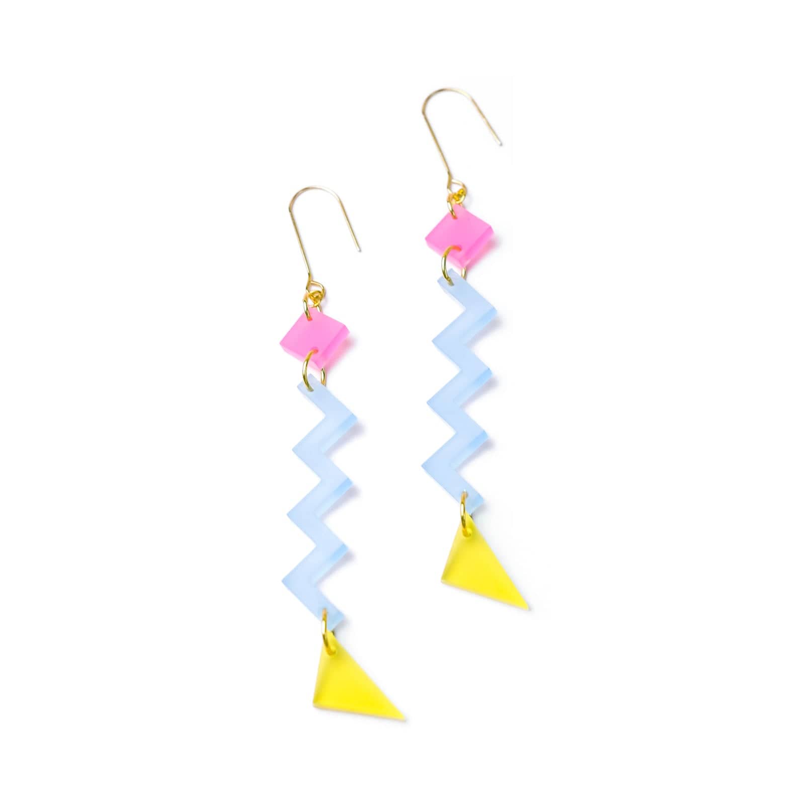 Fun and funky statement Geometric Zig Zag dangly Earrings with a retro vibe #color_80s