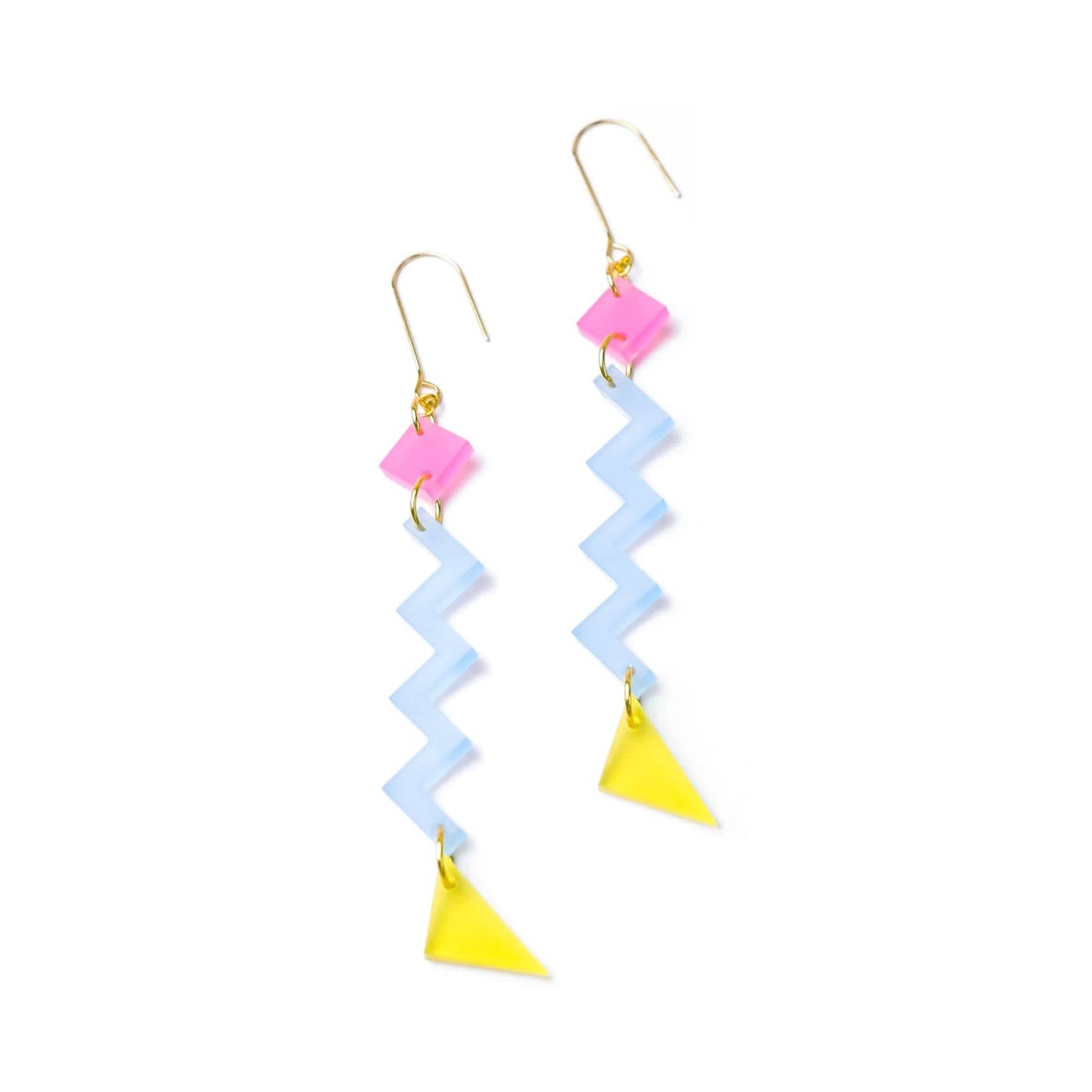 Fun and funky statement Geometric Zig Zag dangly Earrings with a retro vibe #color_80s