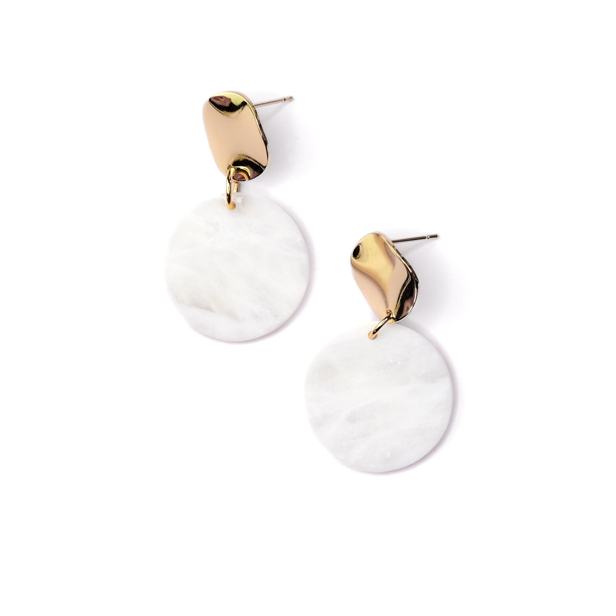 Gina Dangly Earrings in Forest Marble green #color_white-translucent-marble