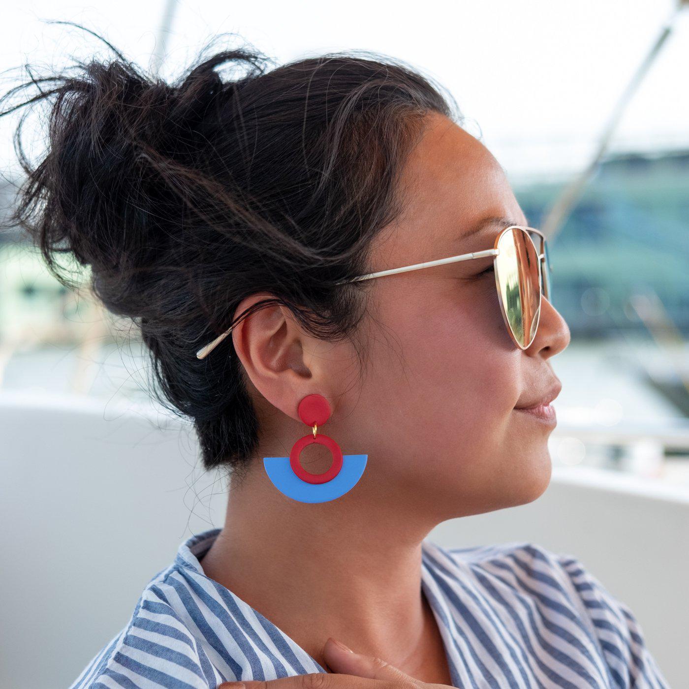 Joyce Hoop Dangles Earrings #color_red-and-sky-blue