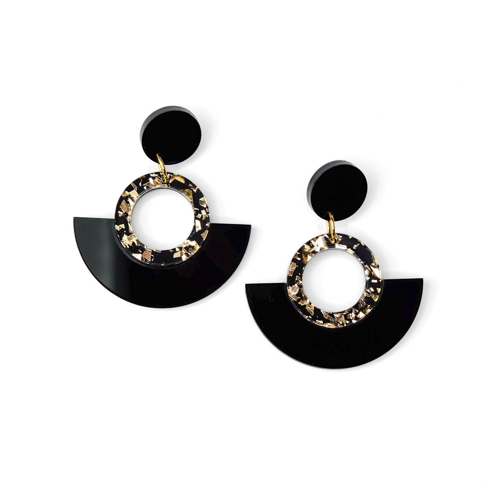 Joyce Hoop Dangles Earrings #color_black-and-gold-glitter