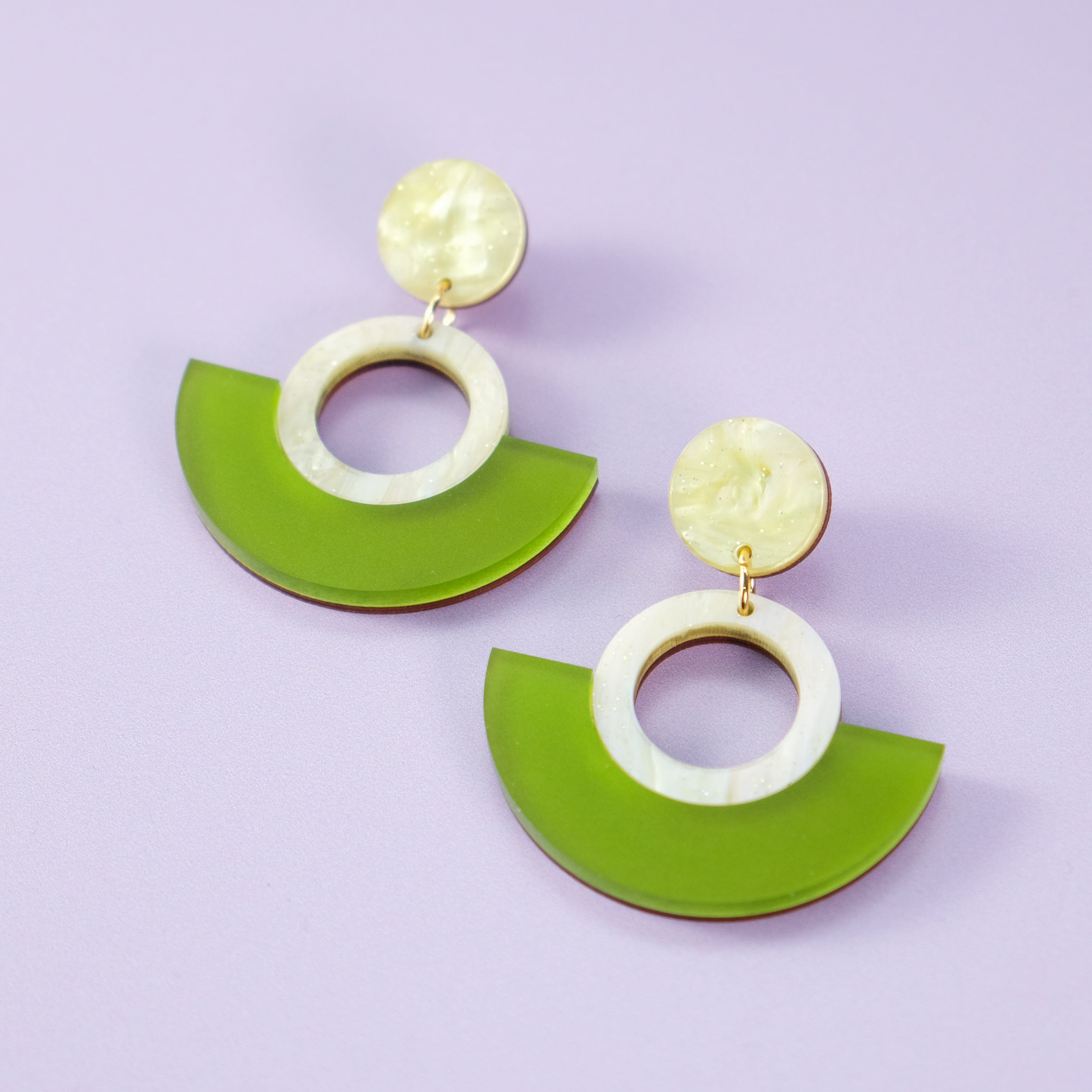 Funky retro and elegant lightweight Joyce Hoop Dangles Earrings #color_green