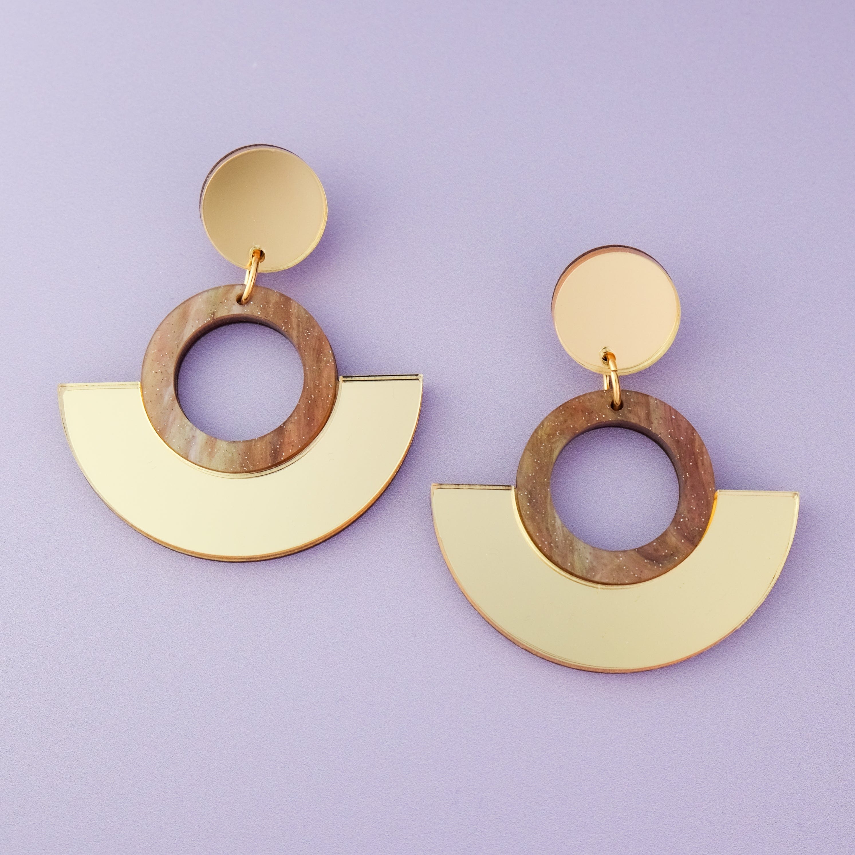 Funky retro and elegant lightweight Joyce Hoop Dangles Earrings #color_gold