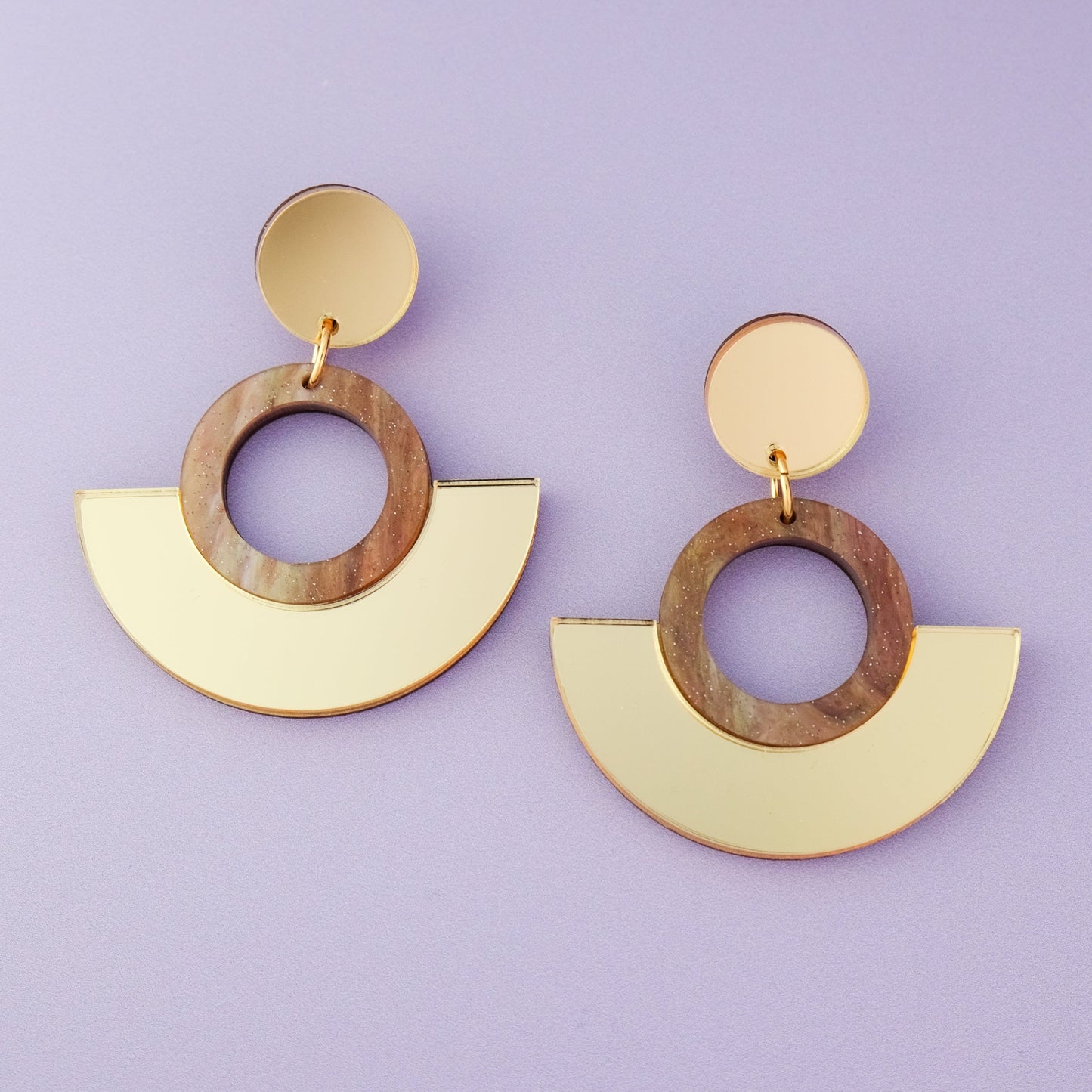 Funky retro and elegant lightweight Joyce Hoop Dangles Earrings #color_gold