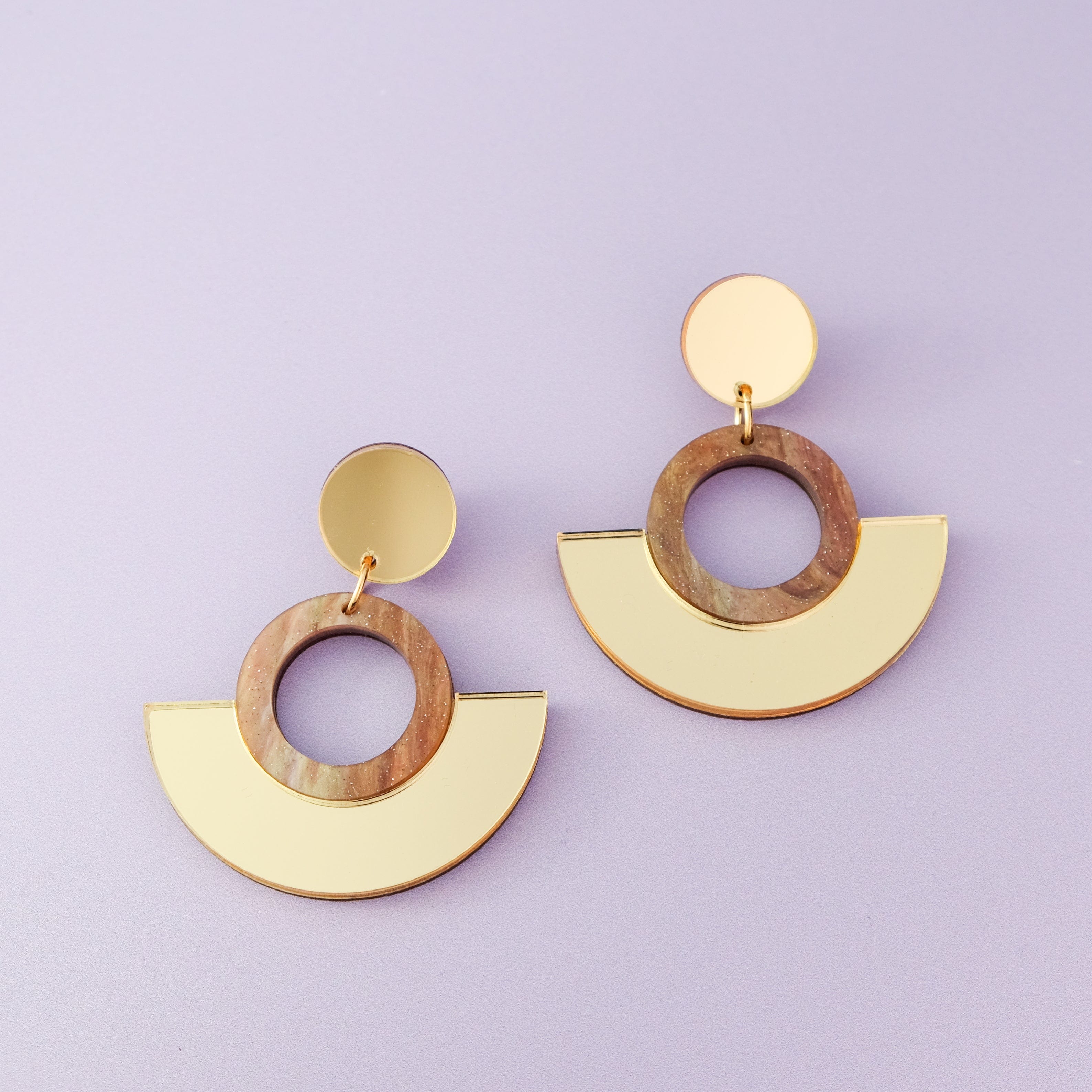 Funky retro and elegant lightweight Joyce Hoop Dangles Earrings #color_gold