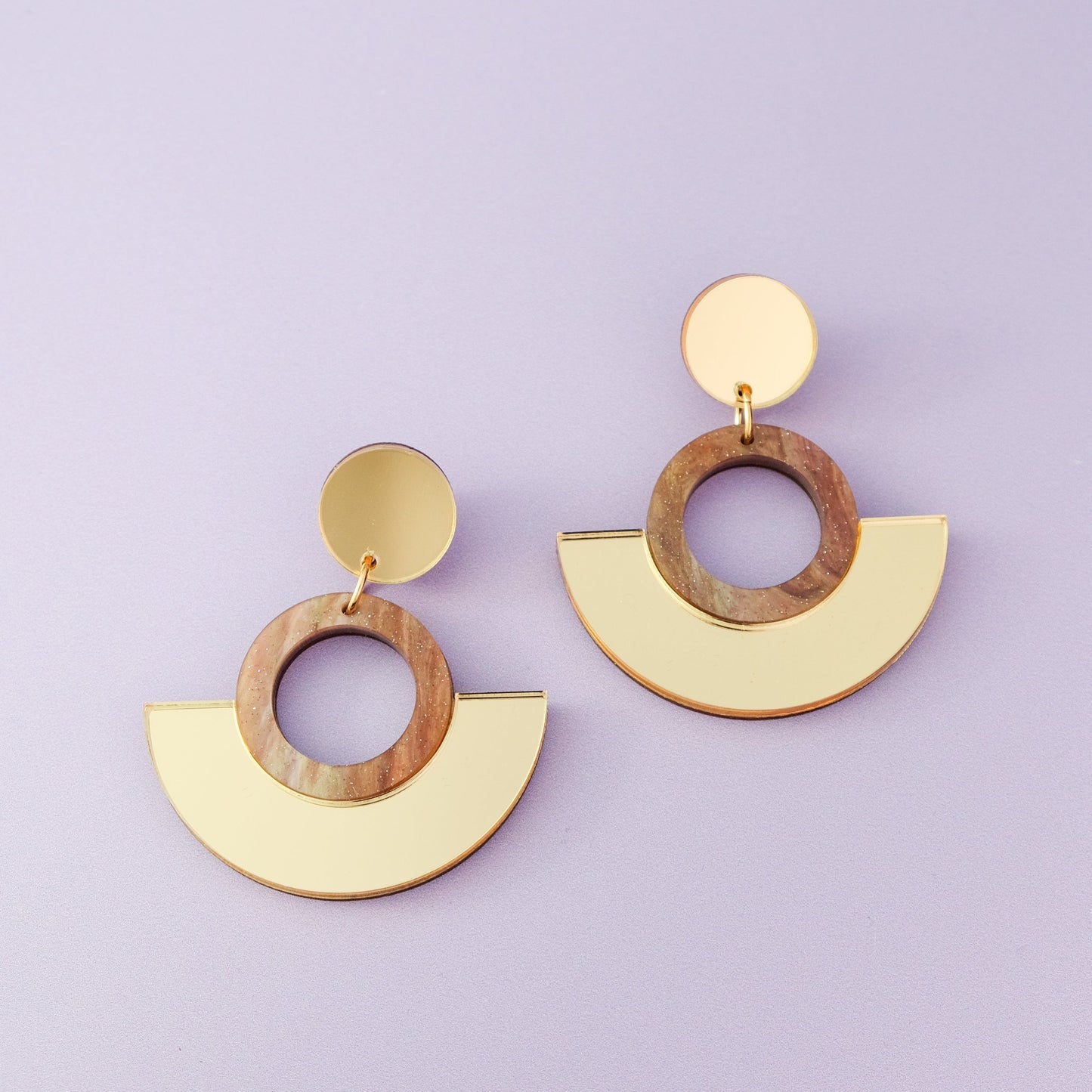Funky retro and elegant lightweight Joyce Hoop Dangles Earrings #color_gold