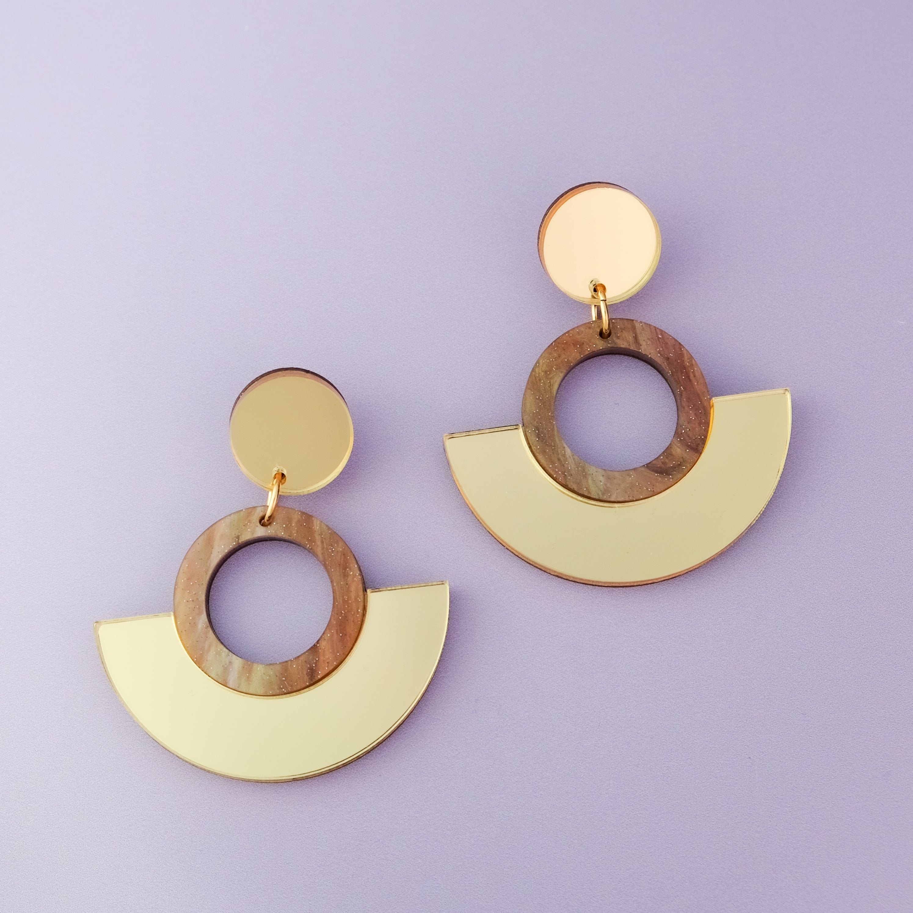 Funky retro and elegant lightweight Joyce Hoop Dangles Earrings #color_gold