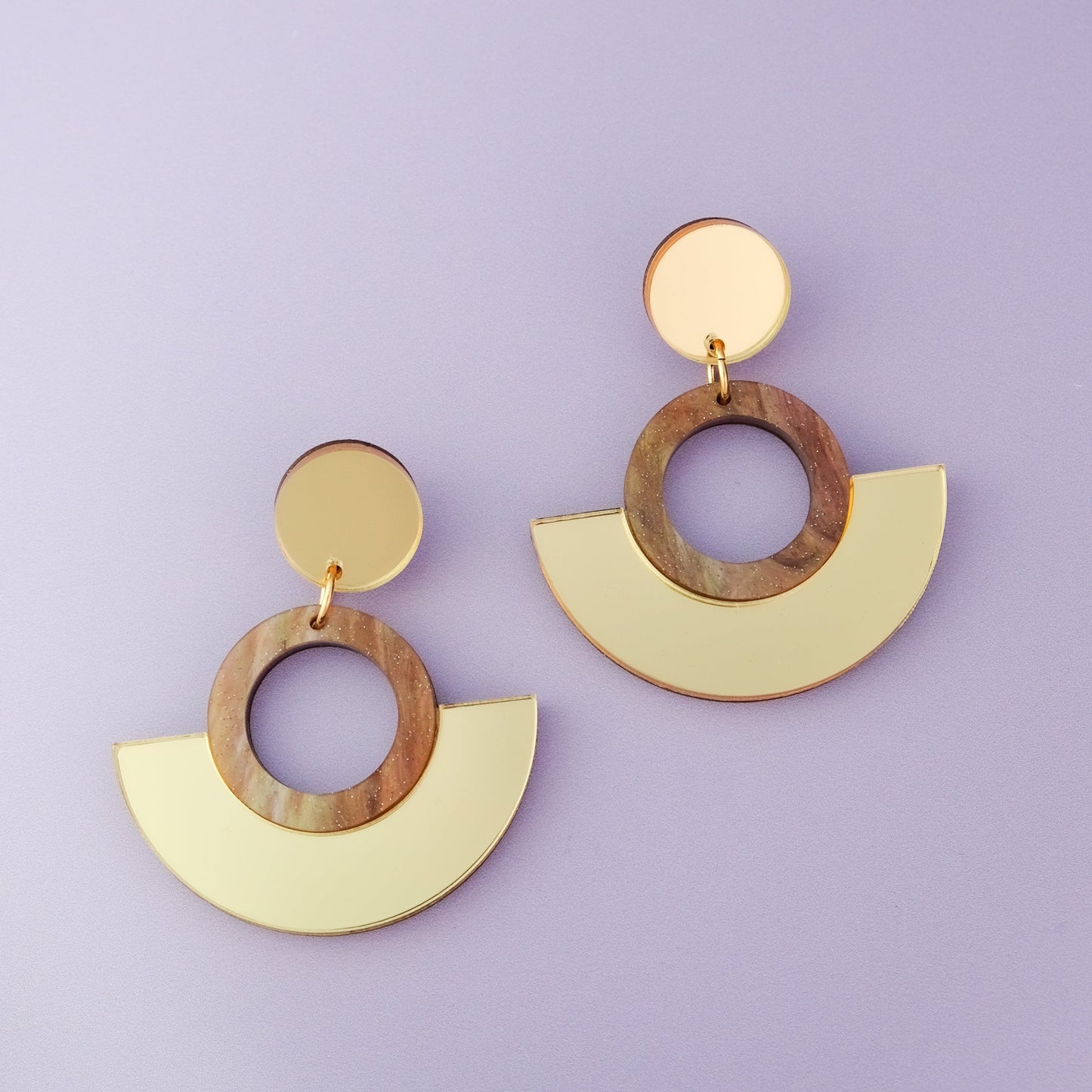 Funky retro and elegant lightweight Joyce Hoop Dangles Earrings #color_gold