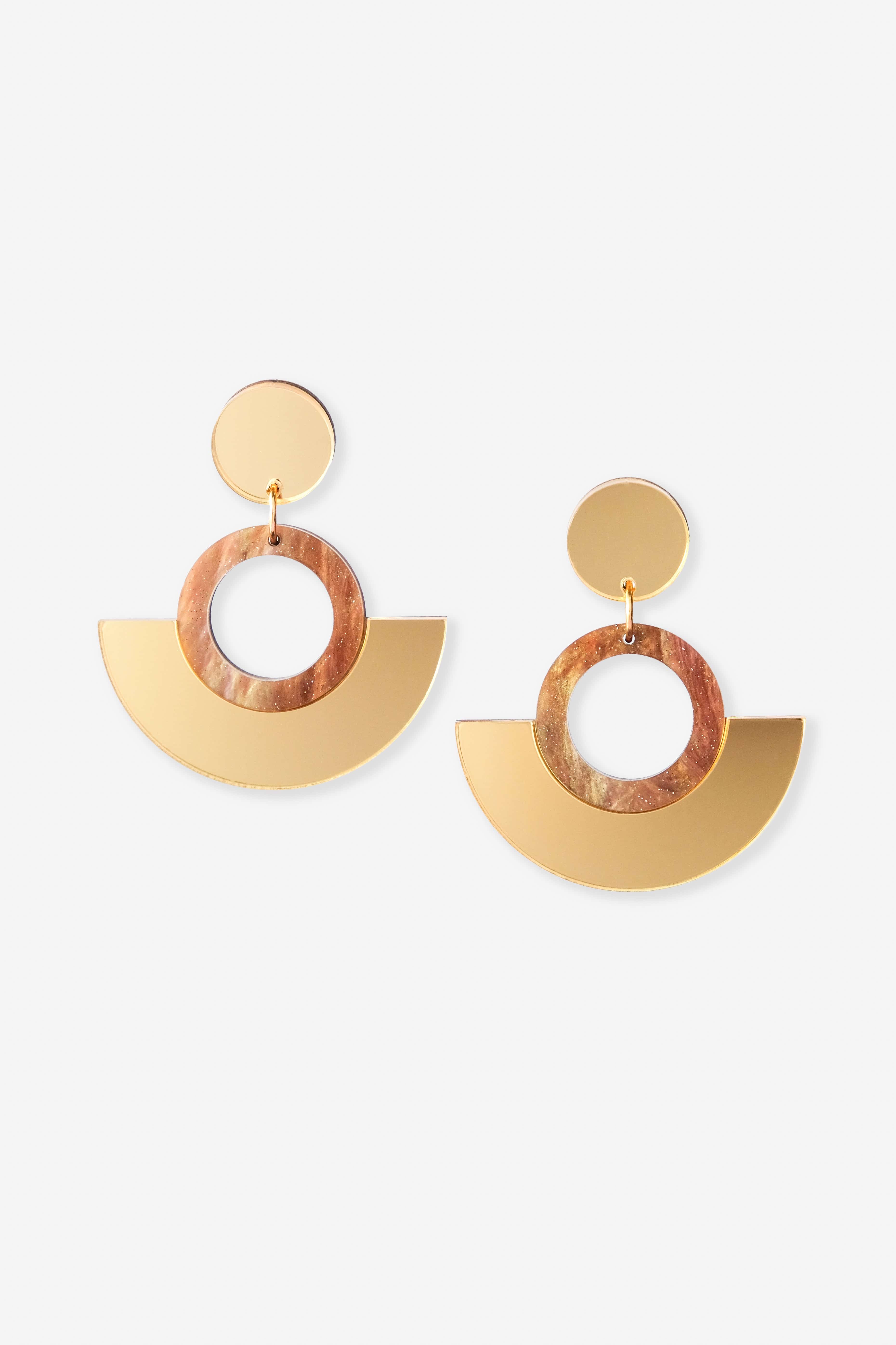 Funky retro and elegant lightweight Joyce Hoop Dangles Earrings #color_gold