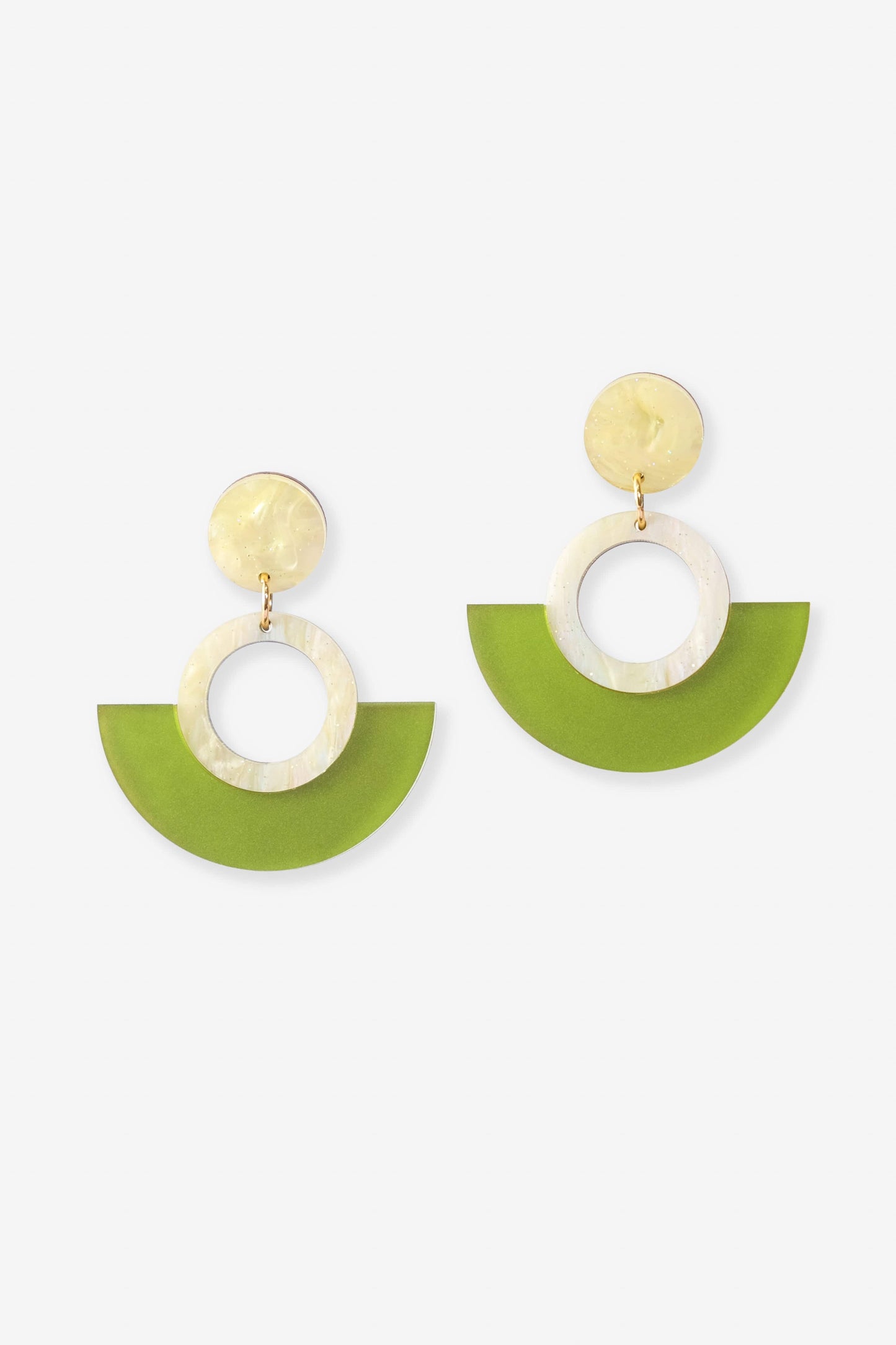 Funky retro and elegant lightweight Joyce Hoop Dangles Earrings #color_green