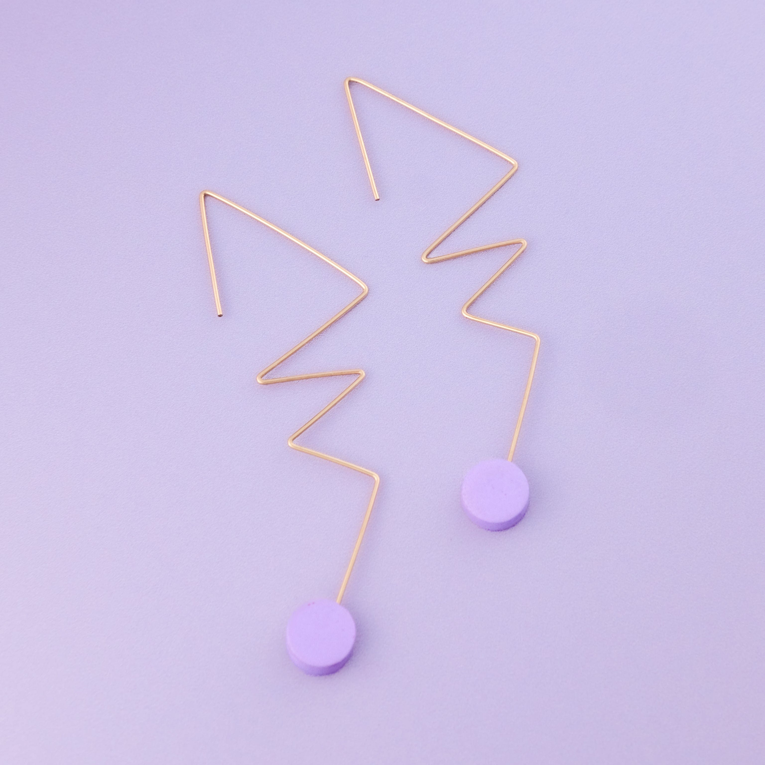 Abstract art Kandinsky inspired wire line earrings in lavender #color_lavender
