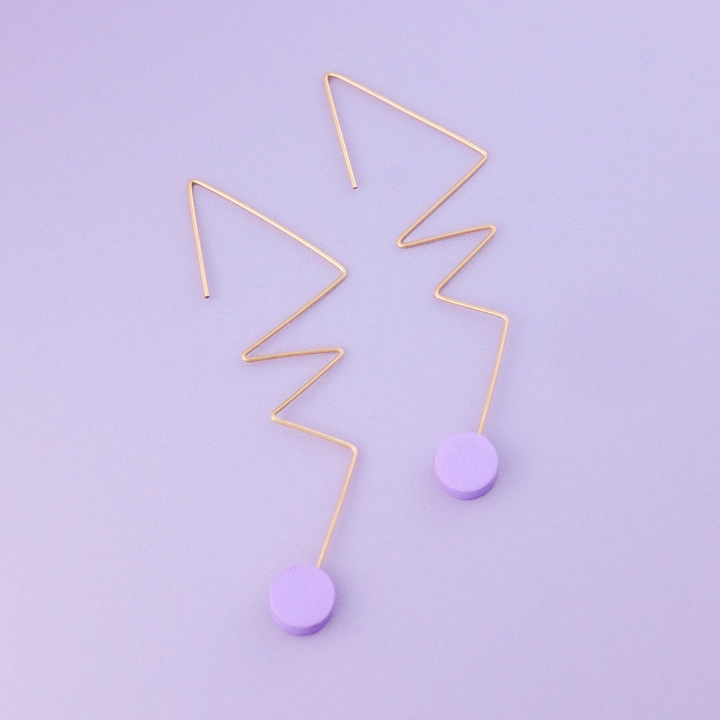 Abstract art Kandinsky inspired wire line earrings in lavender #color_lavender