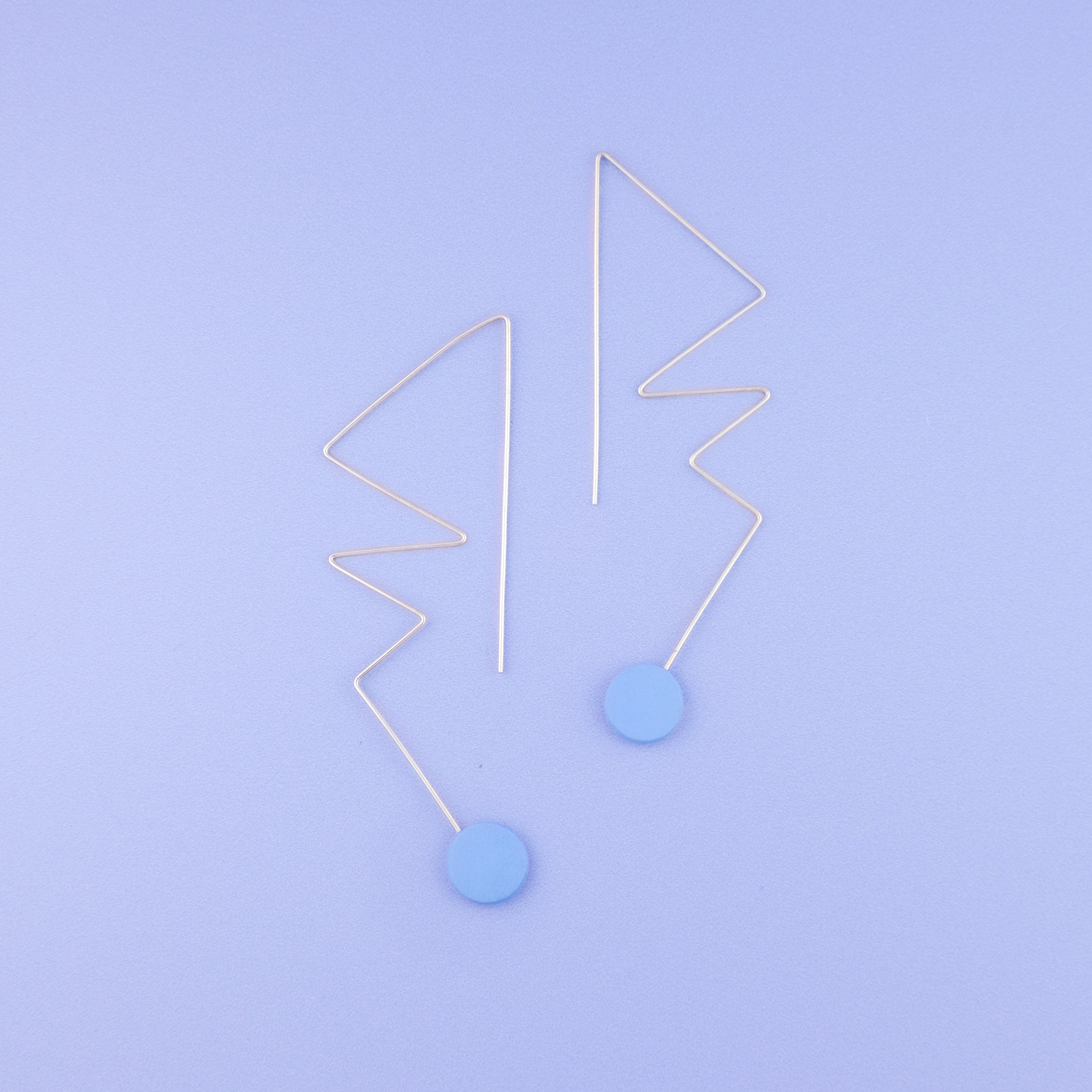 Abstract art Kandinsky inspired wire line earrings in light blue #color_light-blue