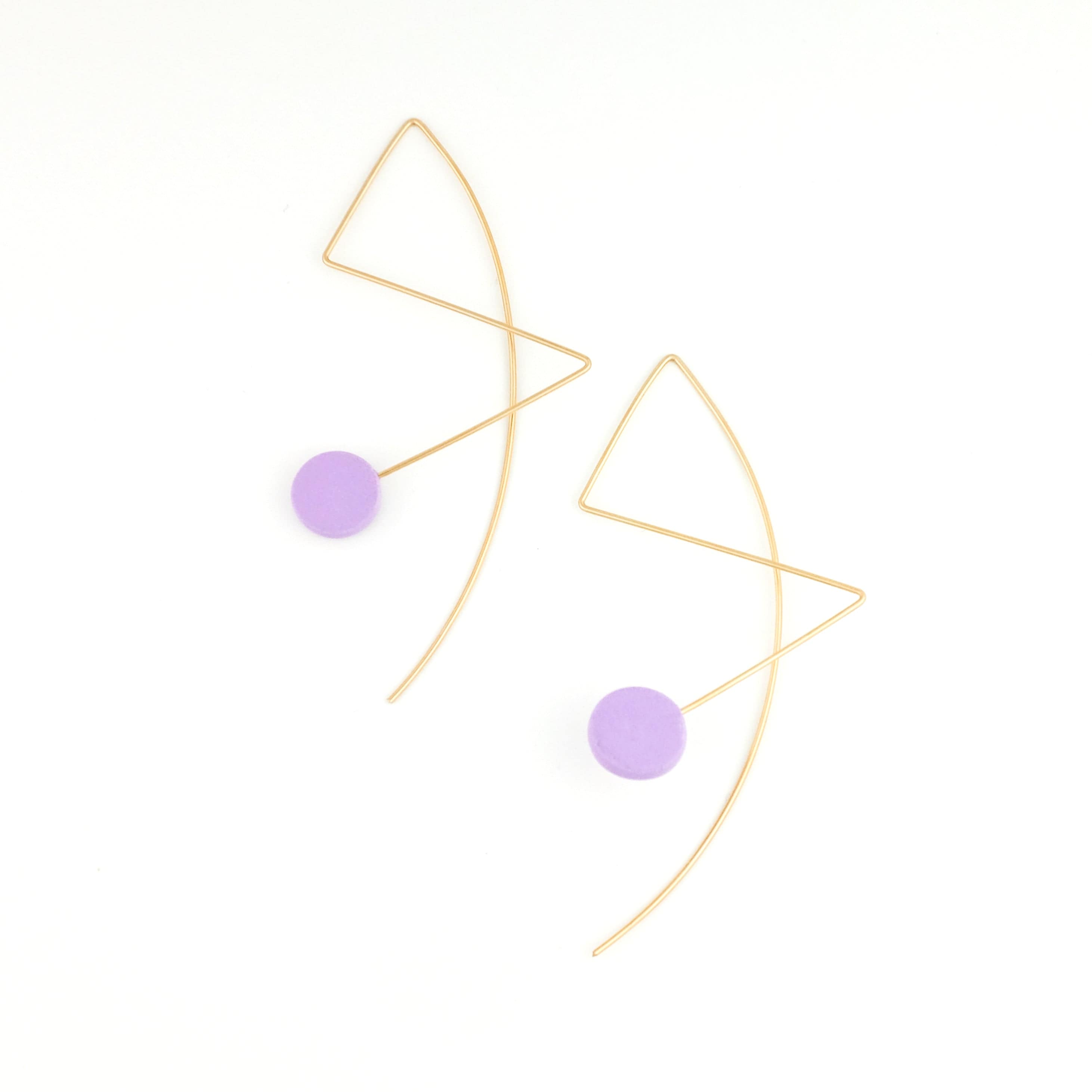 Abstract art Kandinsky inspired wire line earrings in lavender #color_lavender