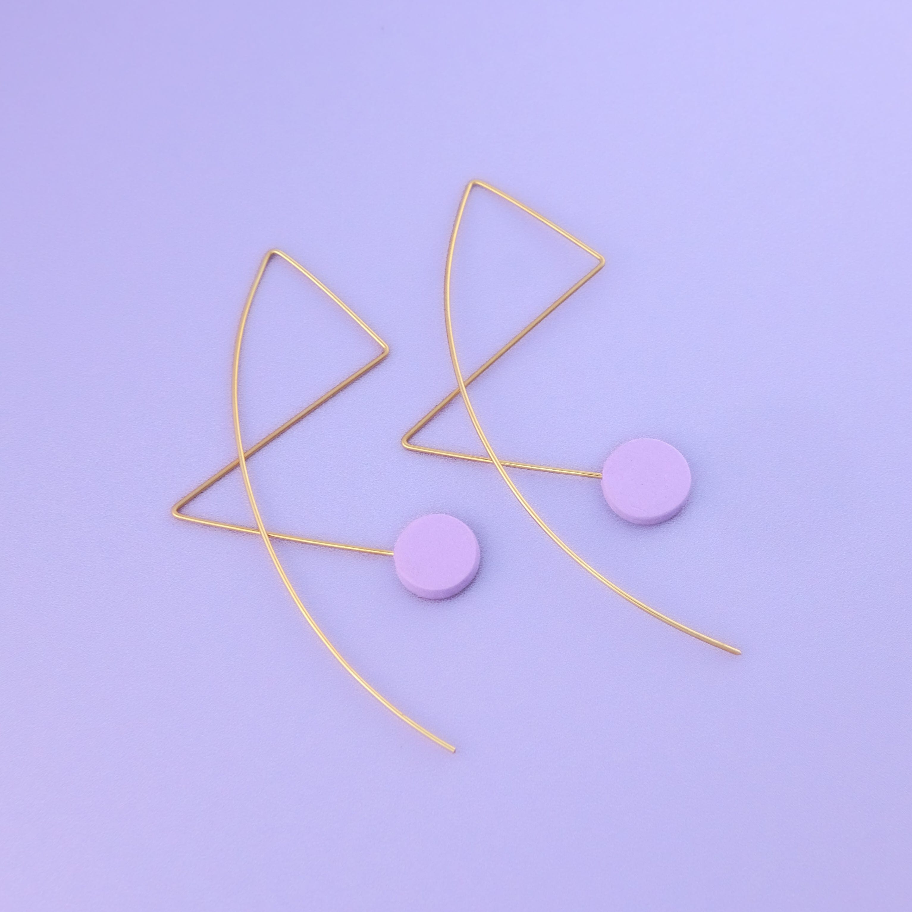 Abstract art Kandinsky inspired wire line earrings in lavender #color_lavender