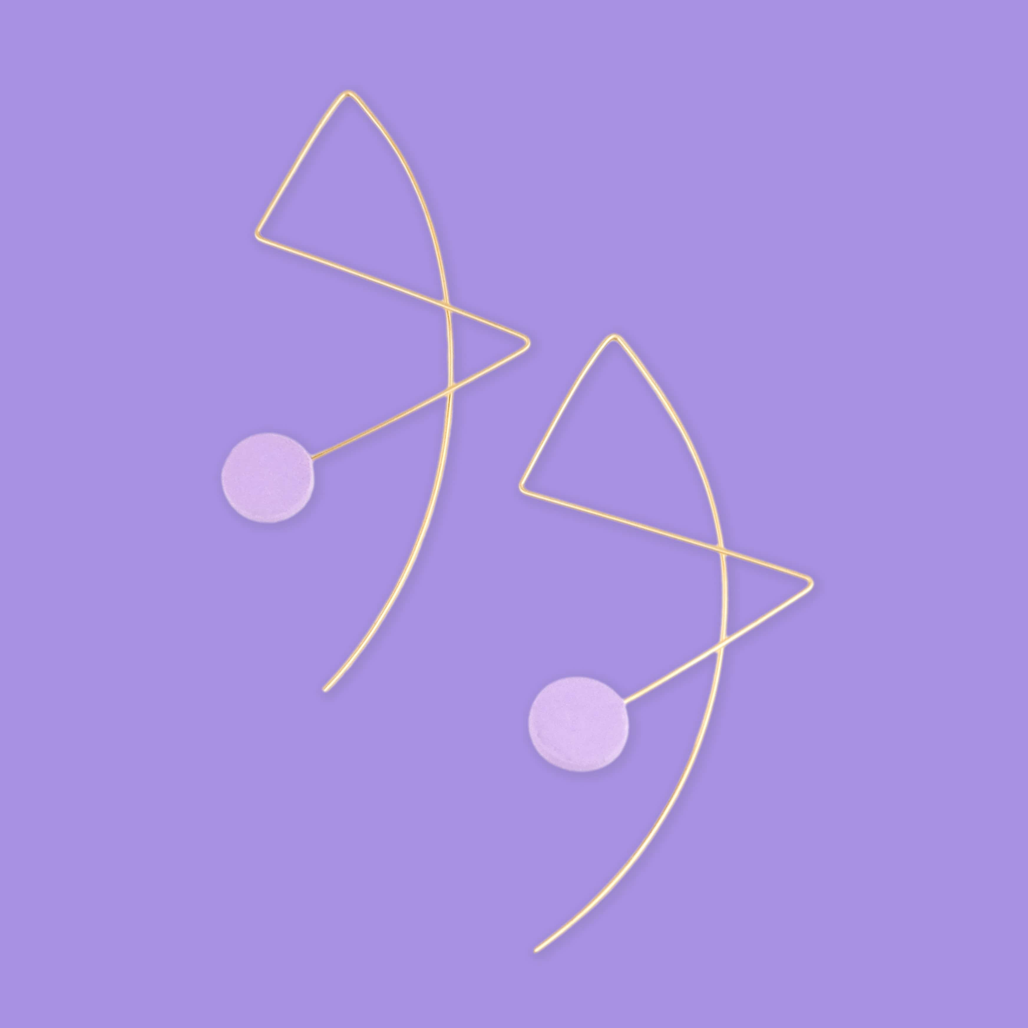Abstract art Kandinsky inspired wire line earrings in lavender #color_lavender