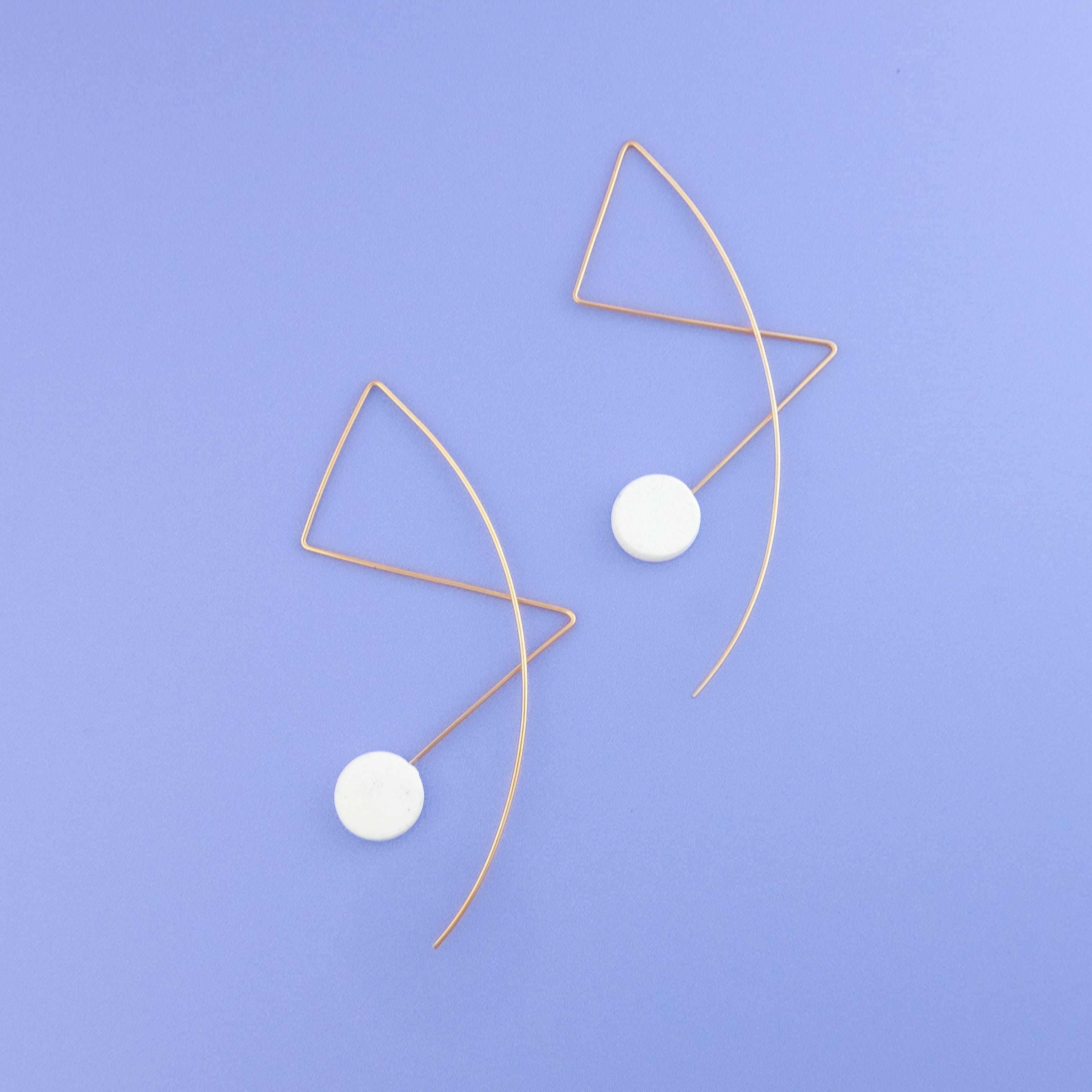 Abstract art Kandinsky inspired wire line earrings in white #color_white